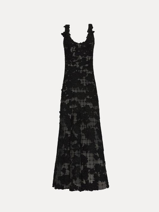 Floral Cutout Threadwork Gown Black / Oscar de la Renta