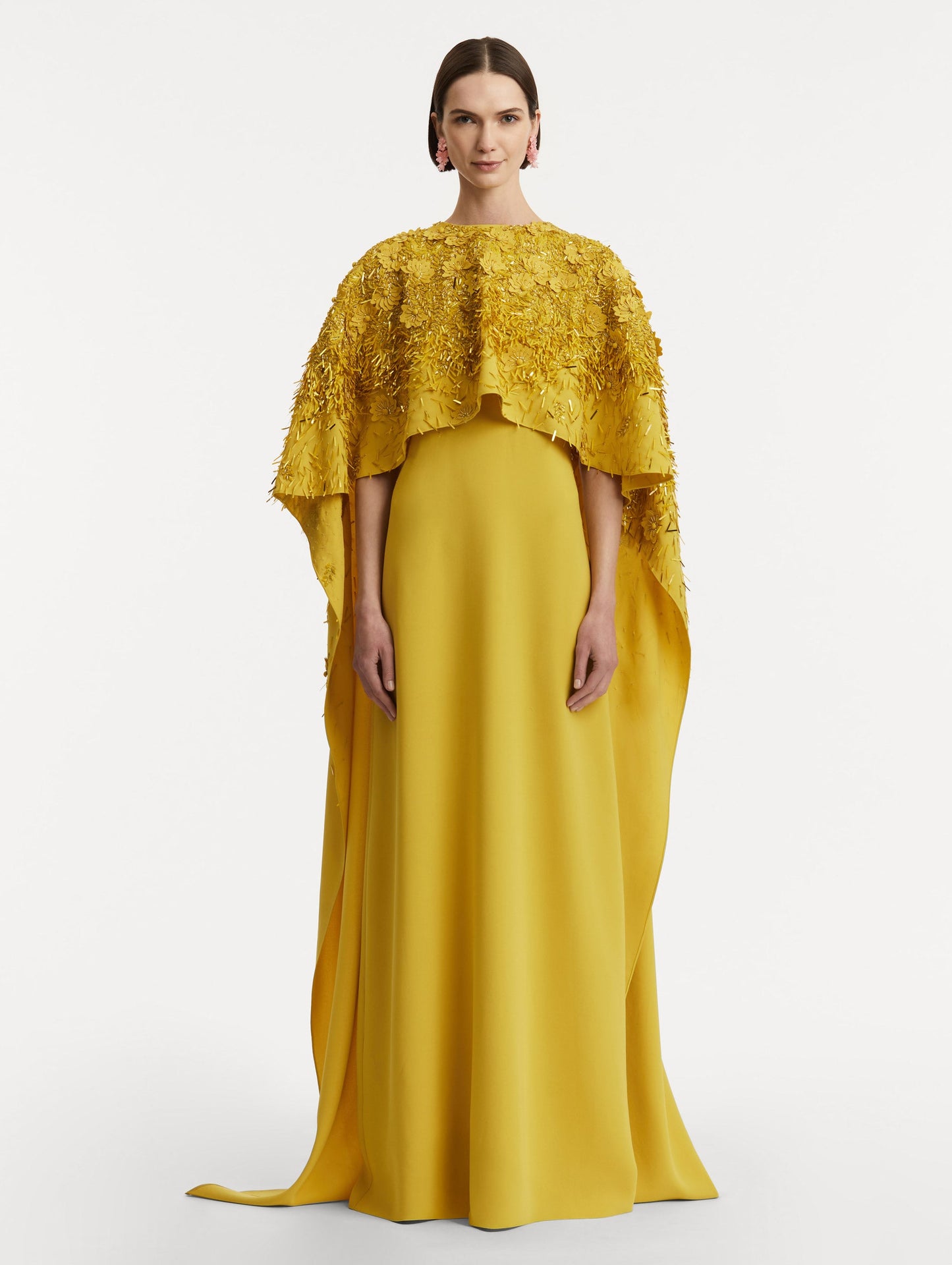 Peony Sequin and Raffia Embroidered Caftan Sunflower / Oscar de la Renta