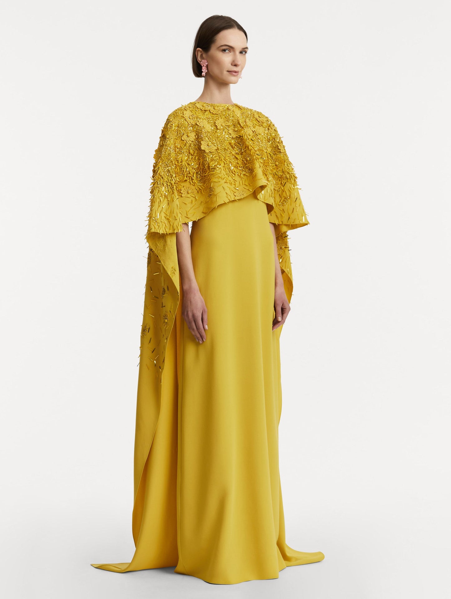 Peony Sequin and Raffia Embroidered Caftan Sunflower / Oscar de la Renta