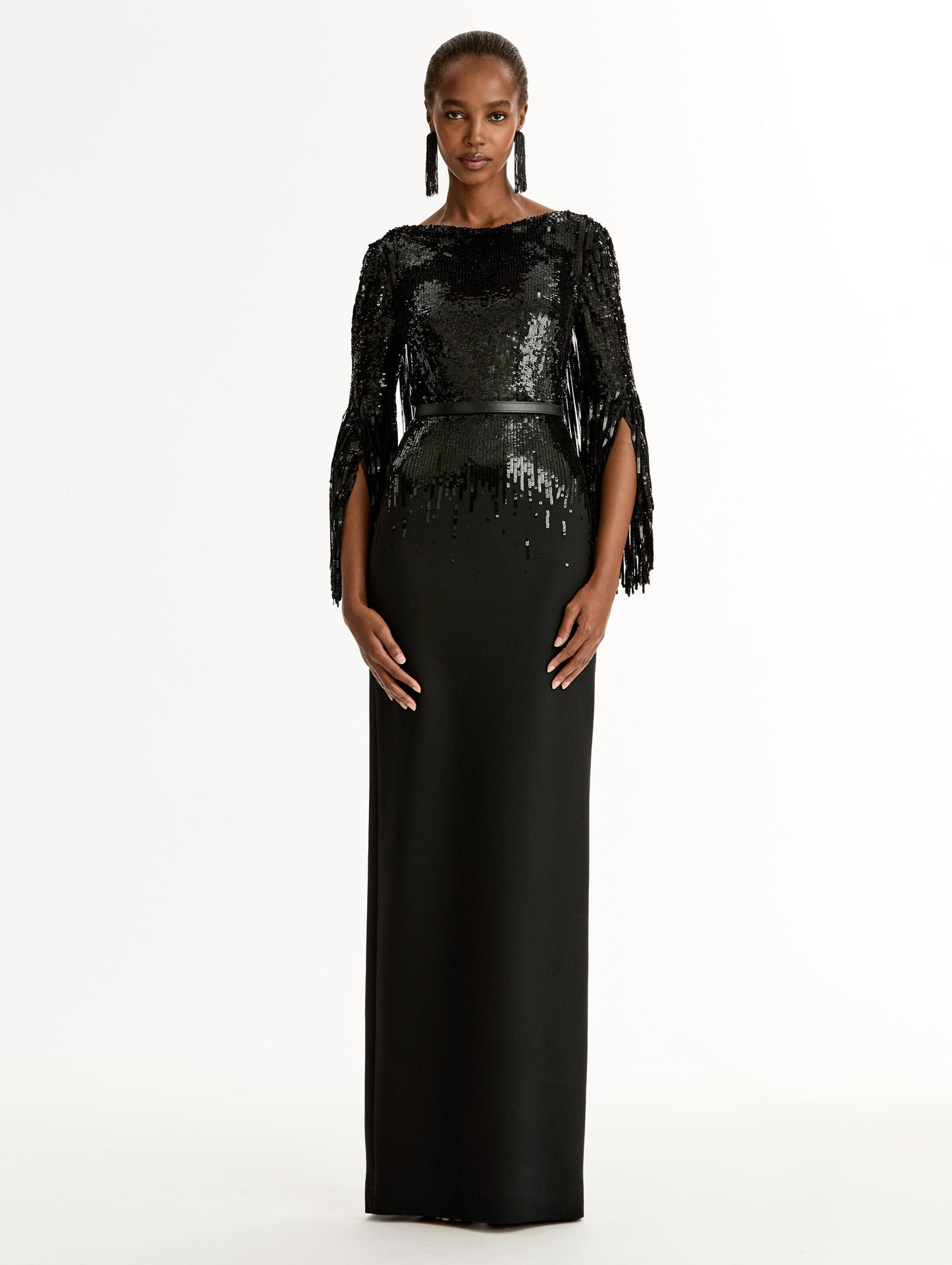 Sequin Fringe Gown Black / Oscar de la Renta