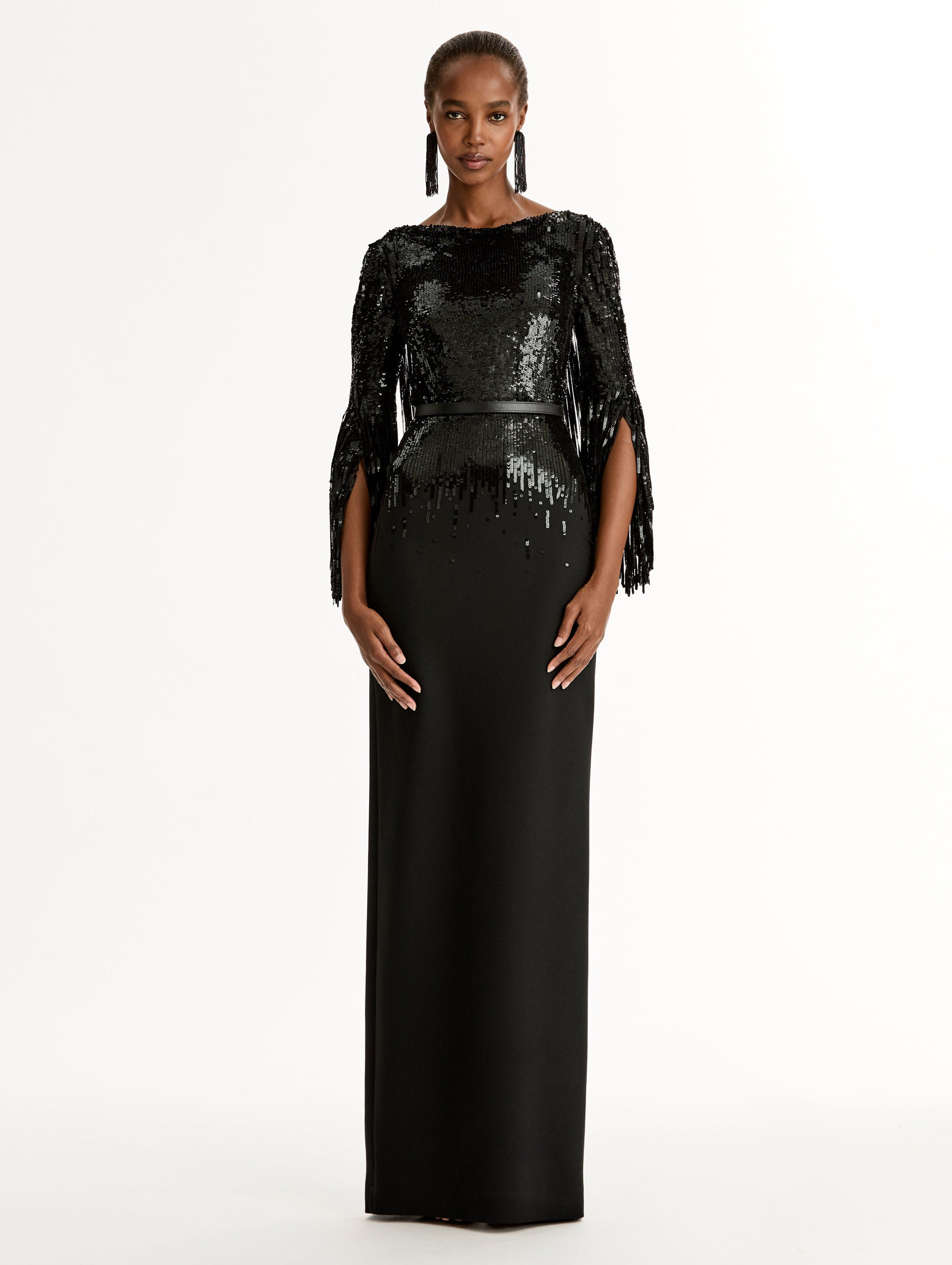 Sequin Fringe Gown Black / Oscar de la Renta