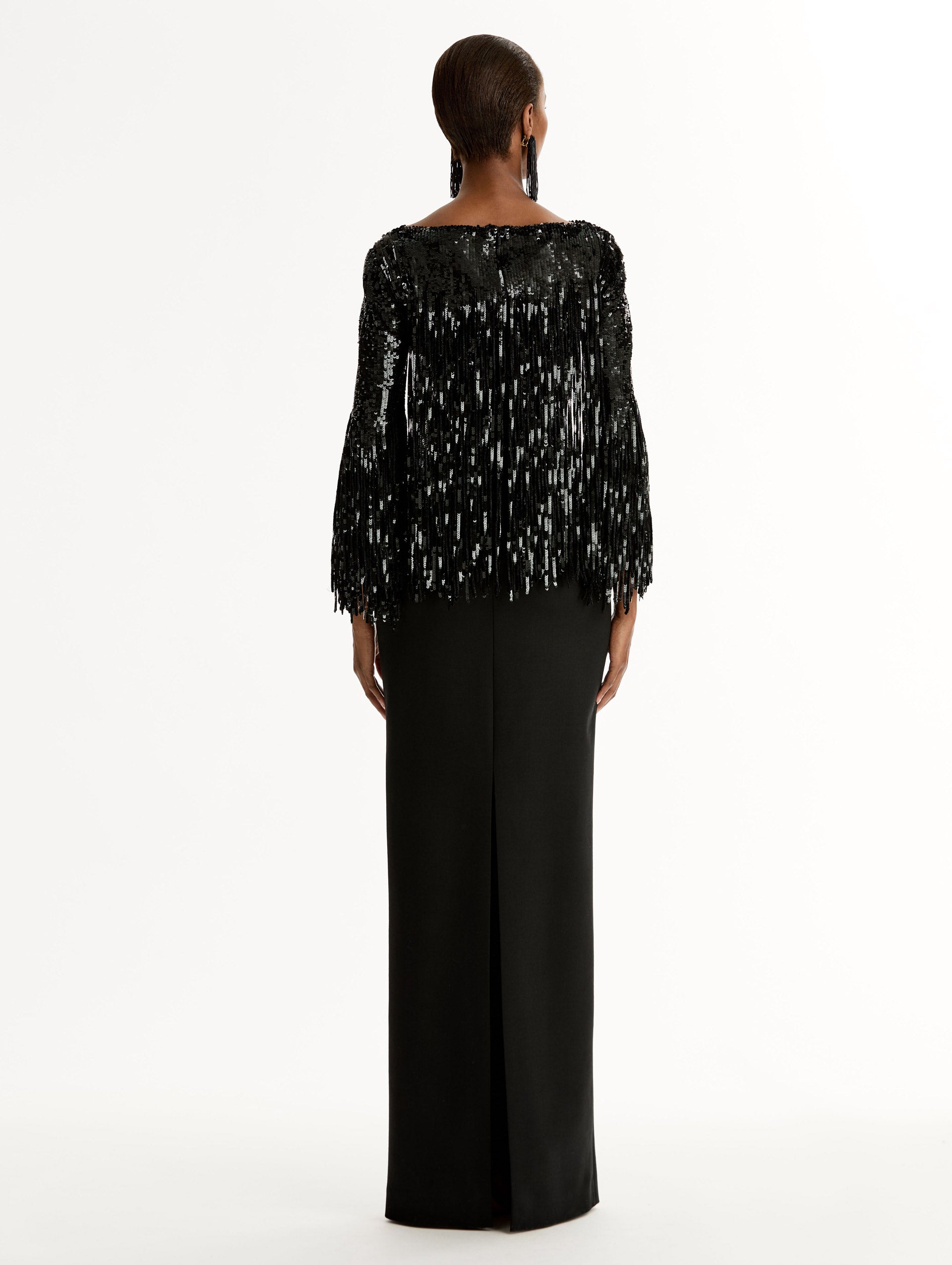 Sequin Fringe Gown Black / Oscar de la Renta
