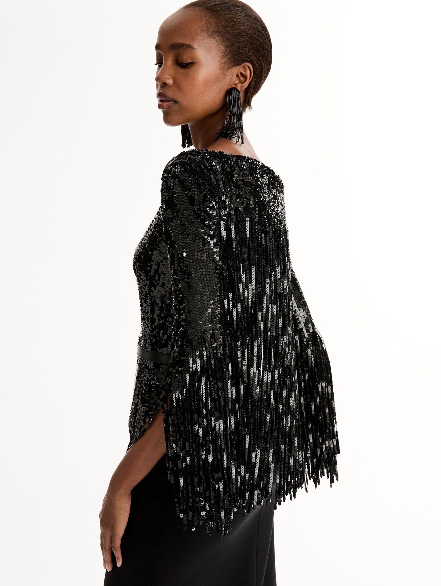 Sequin Fringe Gown Black / Oscar de la Renta