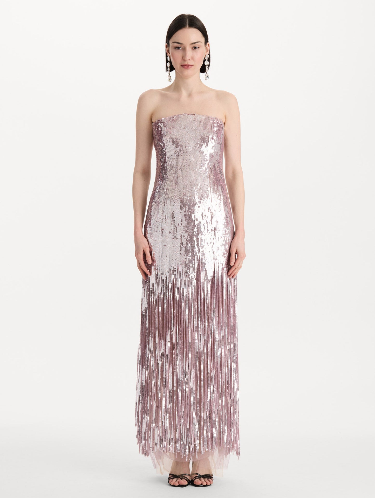 Sequin Fringe Strapless Gown Tulip / Oscar de la Renta