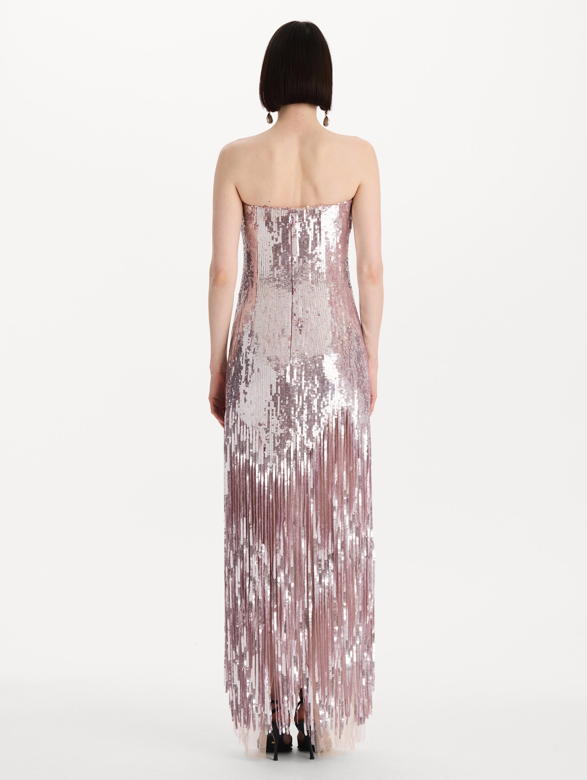 Sequin Fringe Strapless Gown Tulip / Oscar de la Renta