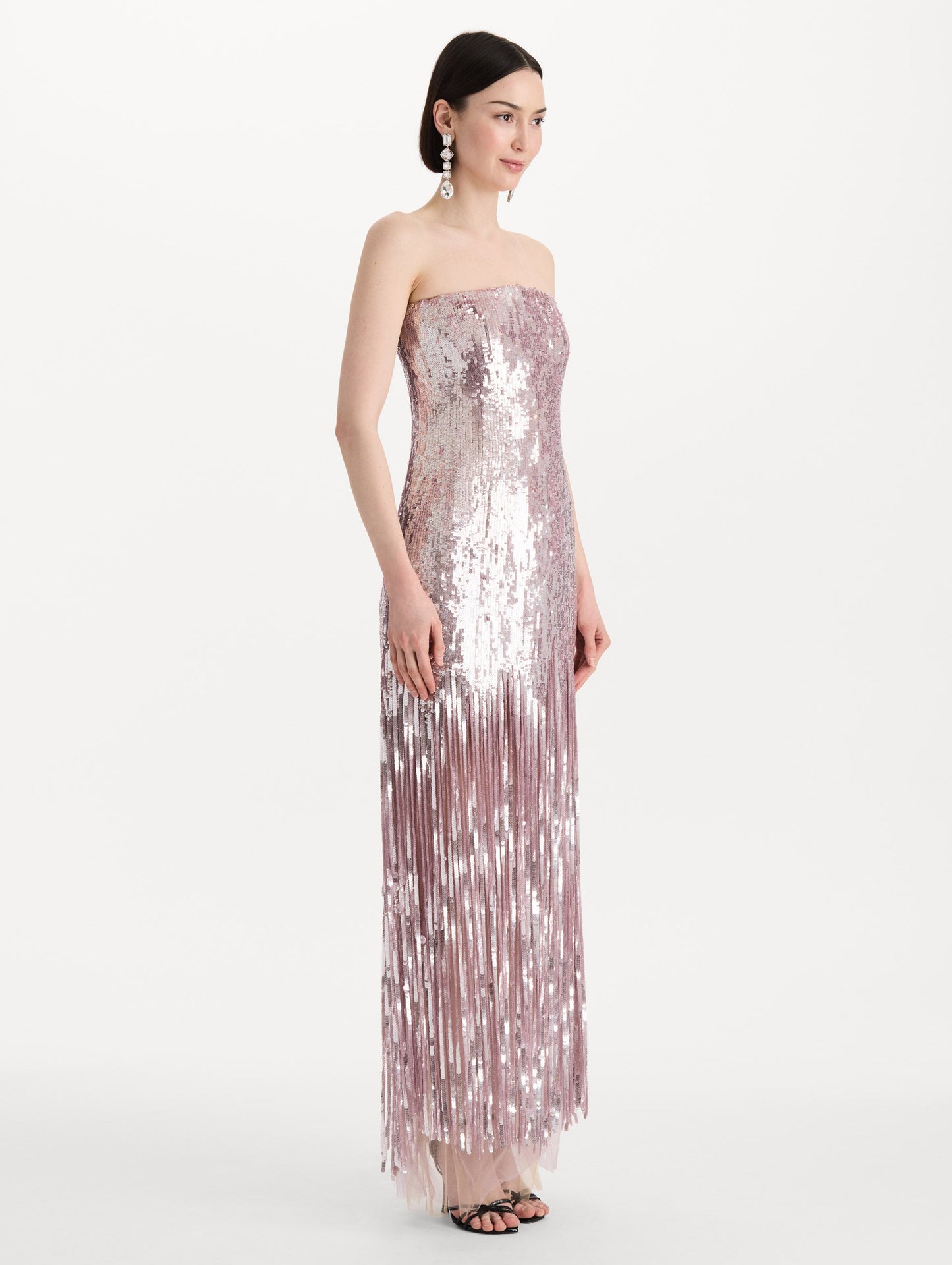 Sequin Fringe Strapless Gown Tulip / Oscar de la Renta