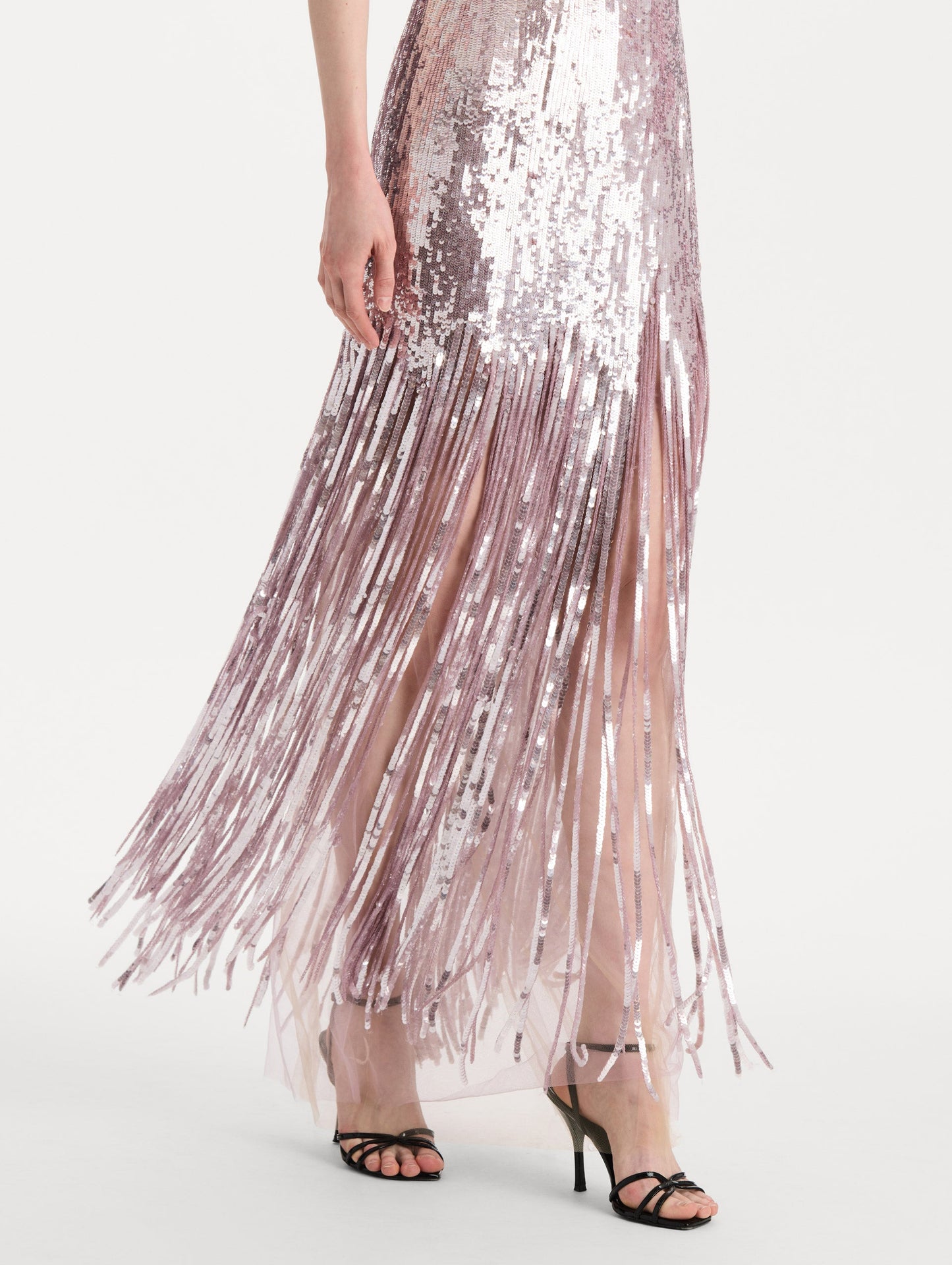Sequin Fringe Strapless Gown Tulip / Oscar de la Renta