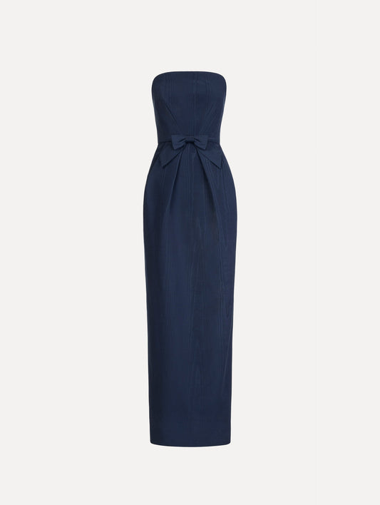 Bow-Detailed Column Gown Navy / Oscar de la Renta