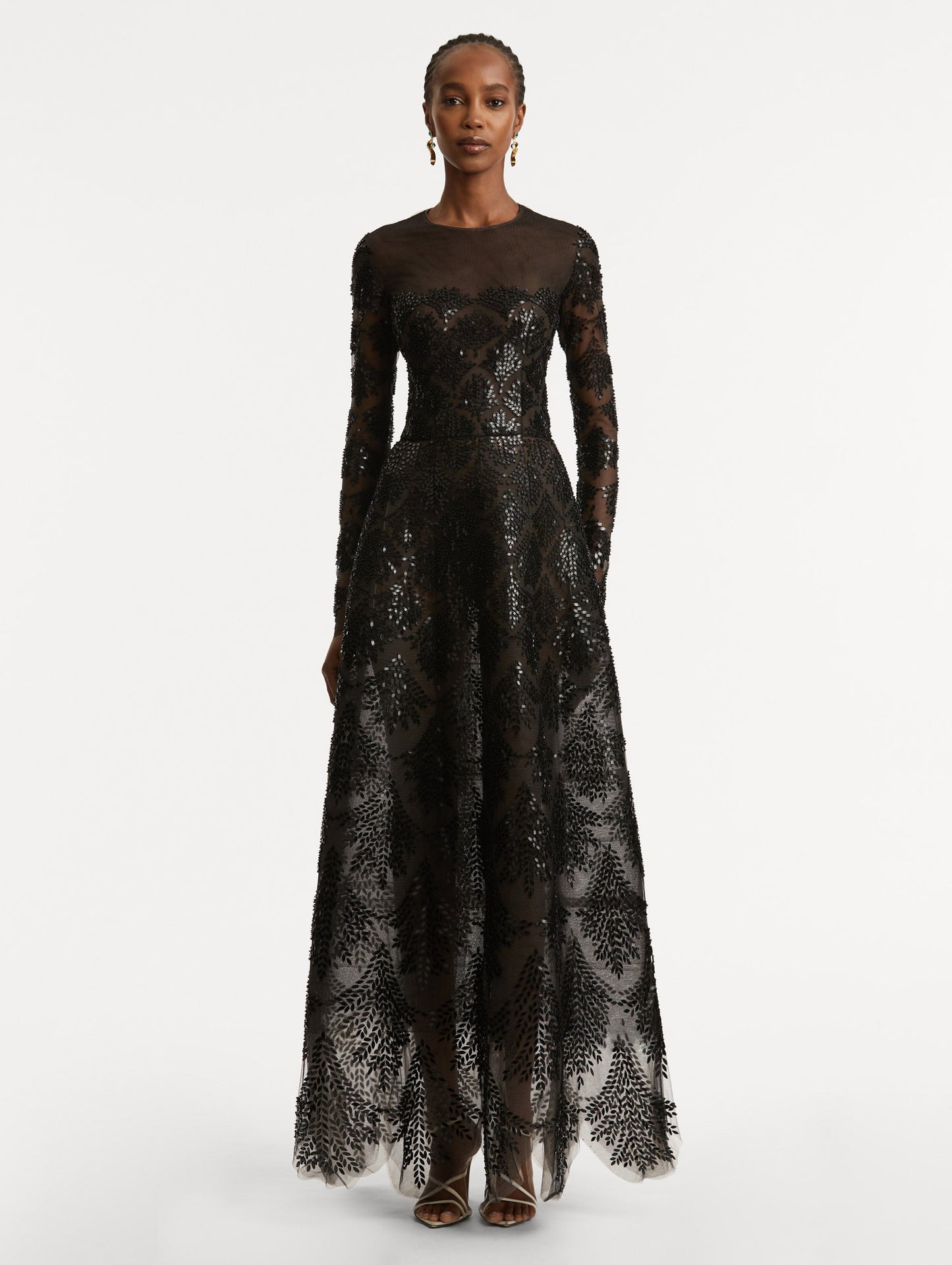 Fern Sequin Embroidered Gown Black / Oscar de la Renta