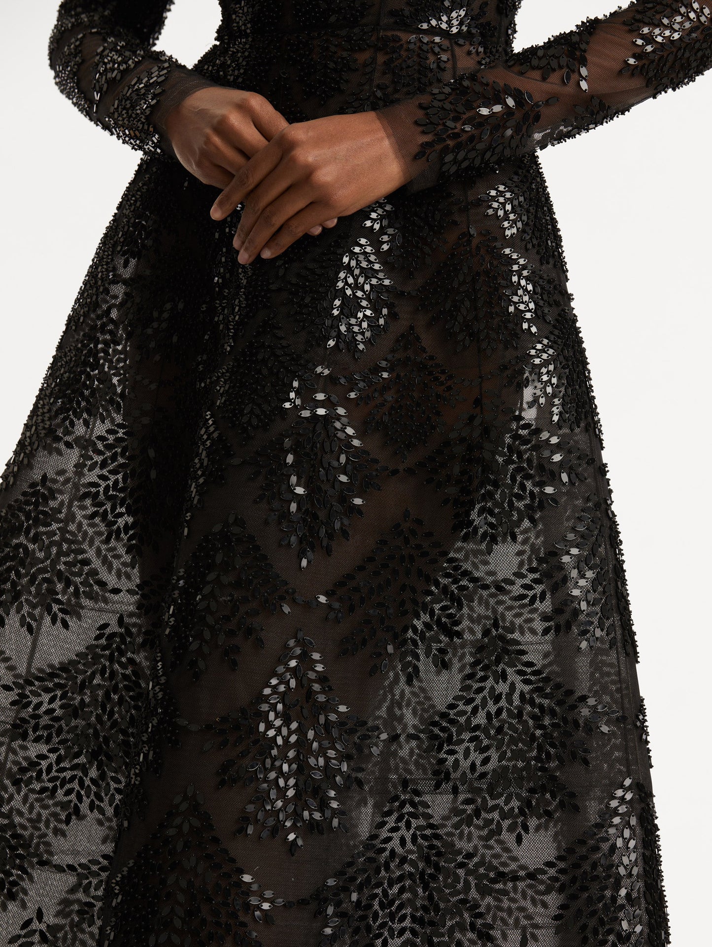 Fern Sequin Embroidered Gown Black / Oscar de la Renta