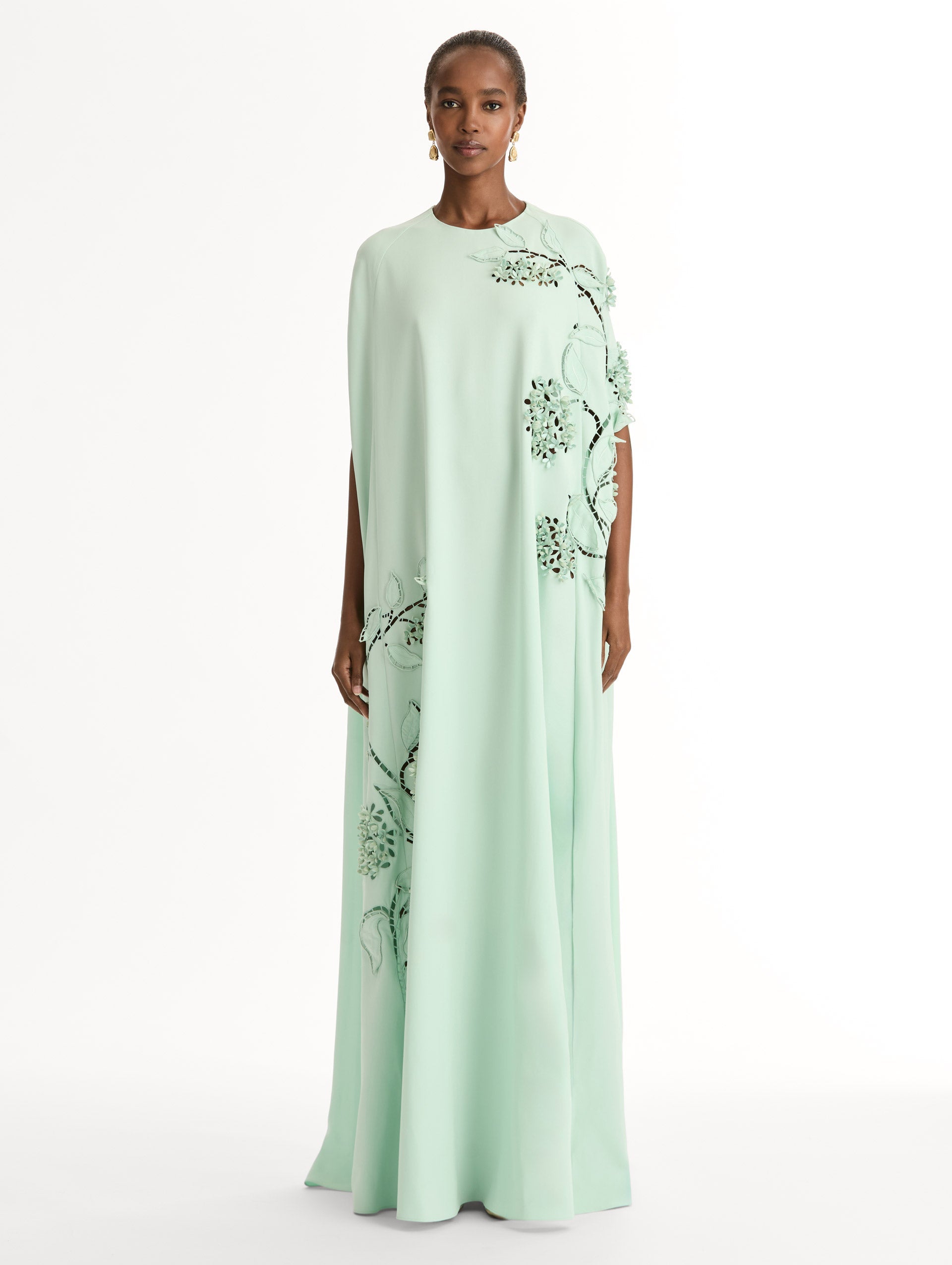 Porcelain Flower Cutout Caftan Frosted mint / Oscar de la Renta