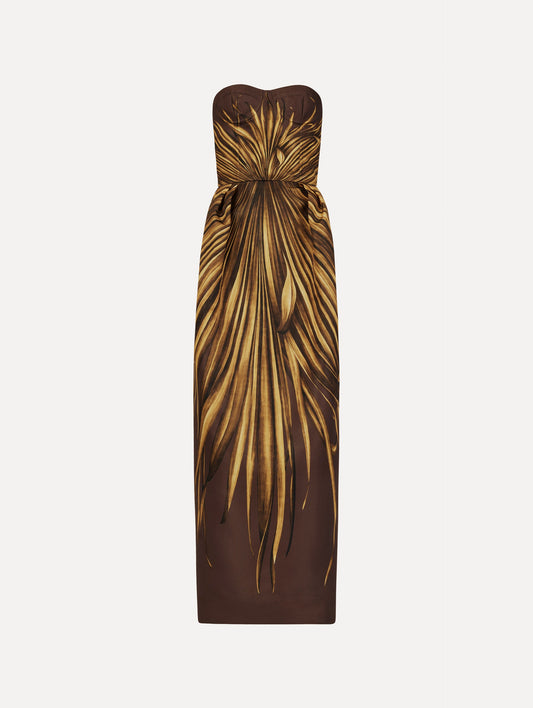 Palm Leaves Faille Gown Brown / Oscar de la Renta