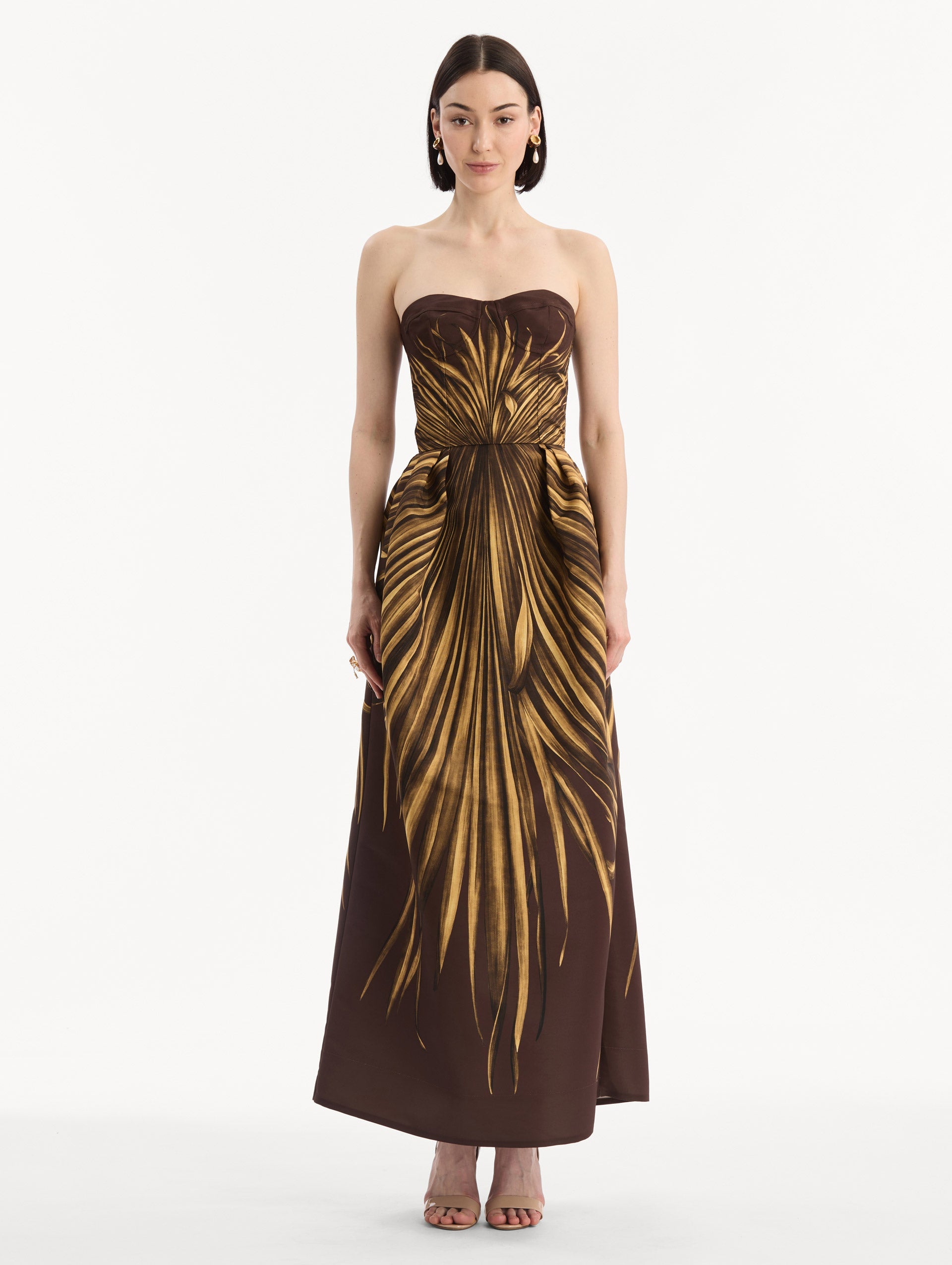 Palm Leaves Faille Gown Brown / Oscar de la Renta
