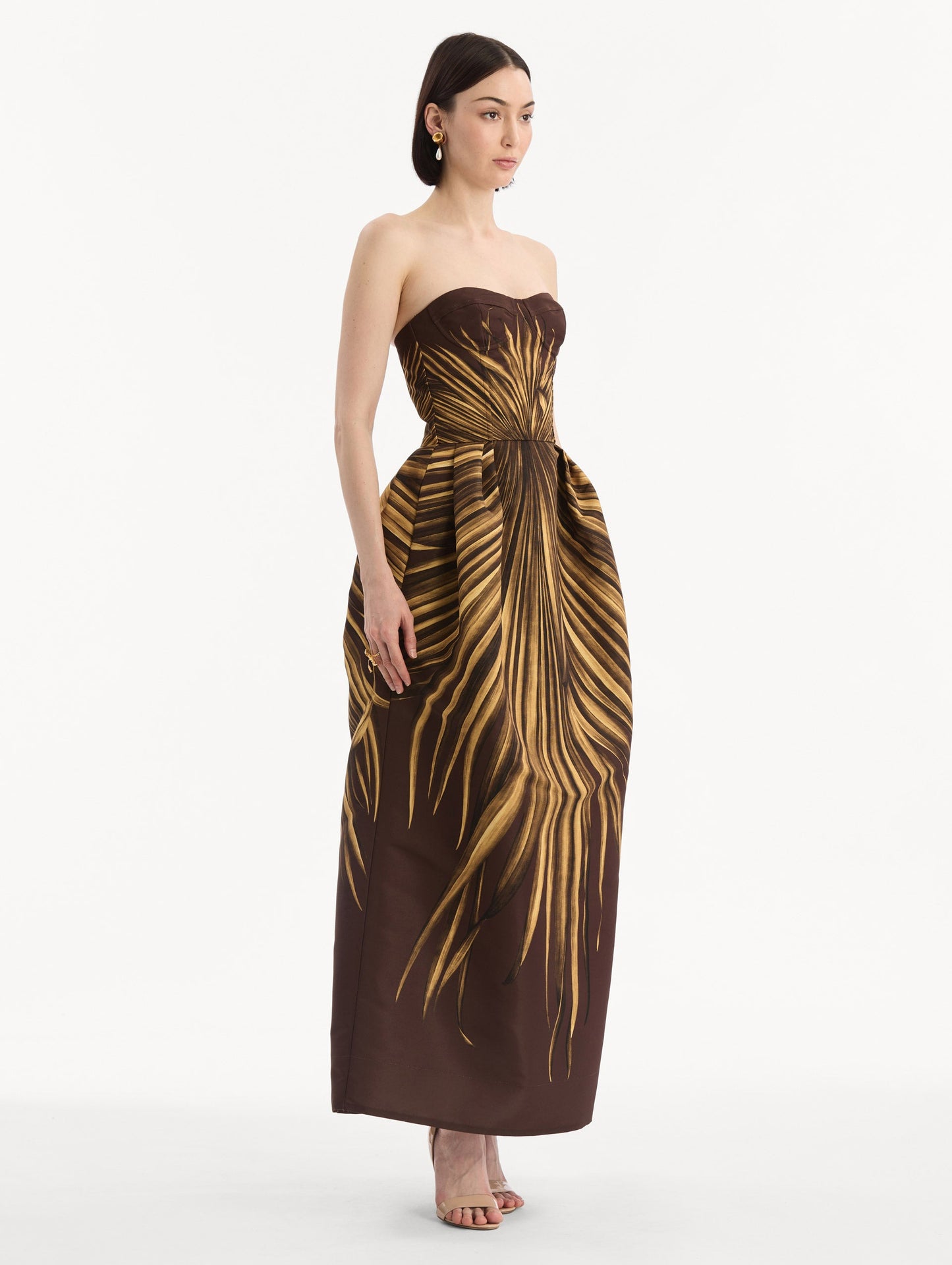Palm Leaves Faille Gown Brown / Oscar de la Renta