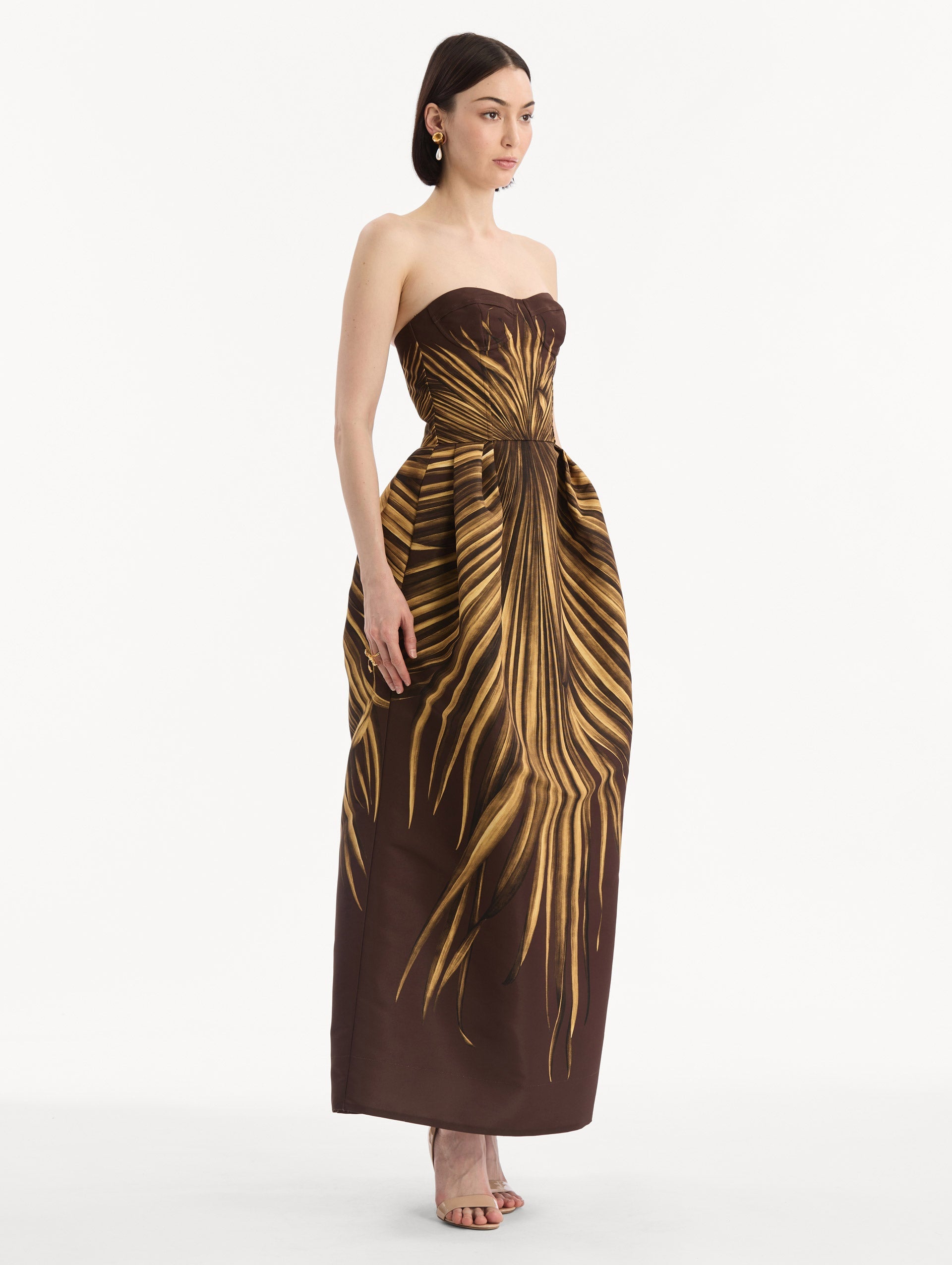Palm Leaves Faille Gown Brown / Oscar de la Renta
