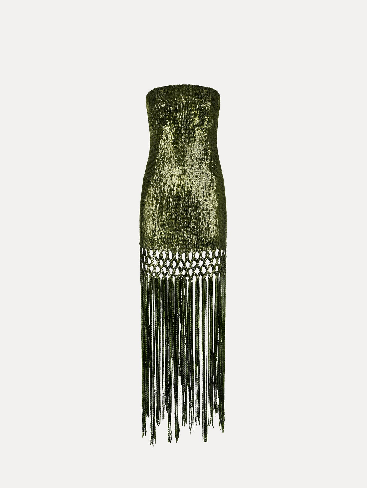 Sequin Fringe Gown Rich olive / Oscar de la Renta