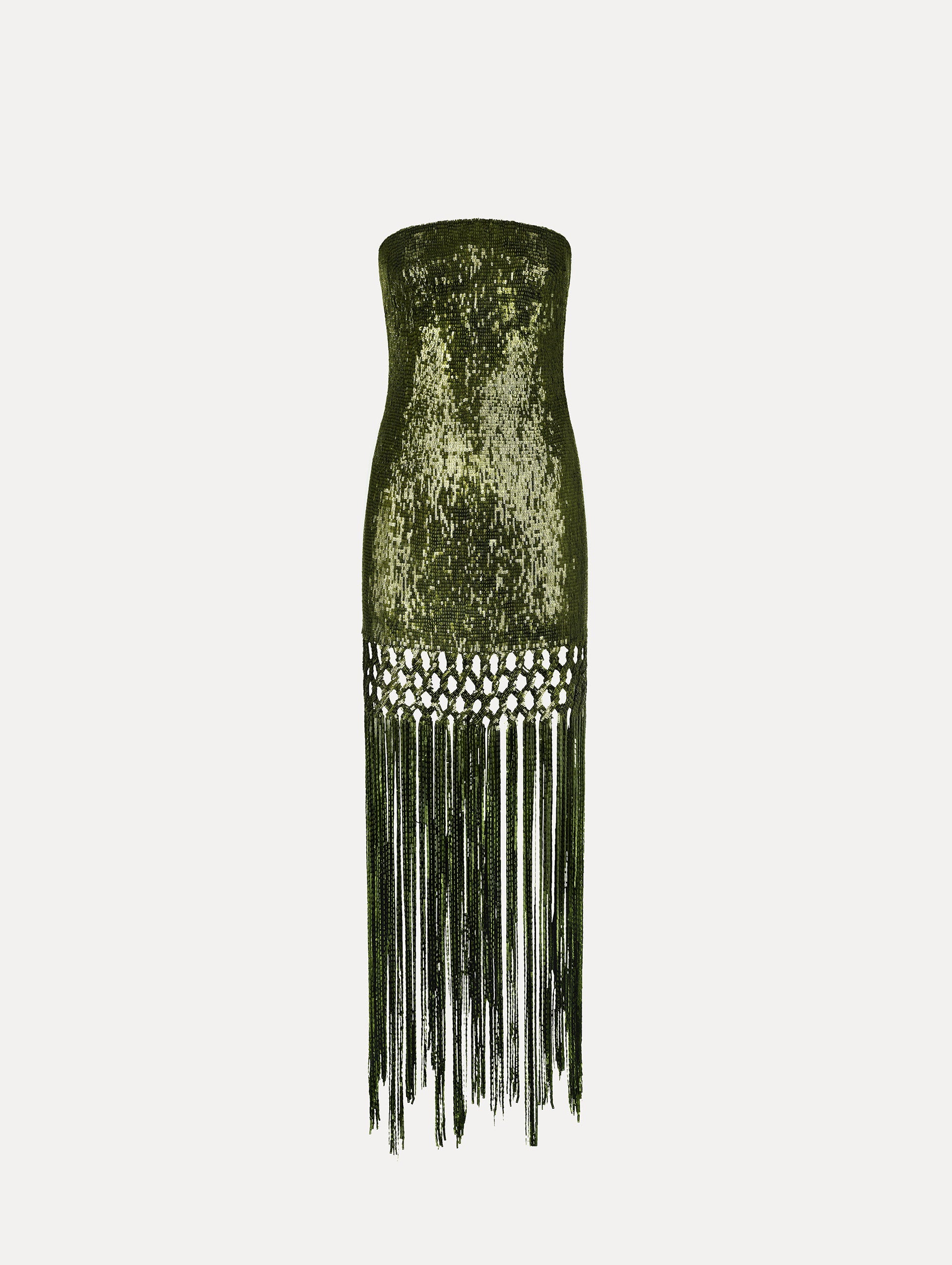 Sequin Fringe Gown Rich olive / Oscar de la Renta