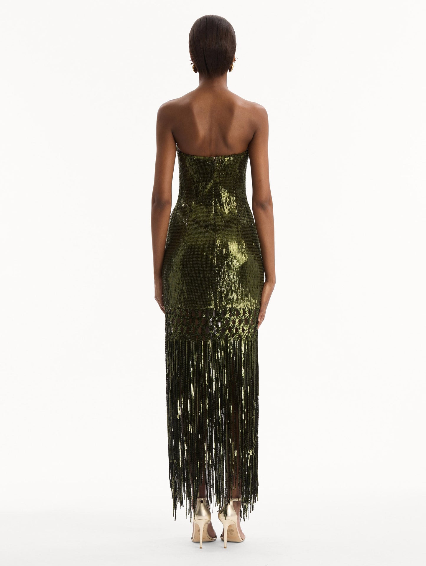 Sequin Fringe Gown Rich olive / Oscar de la Renta