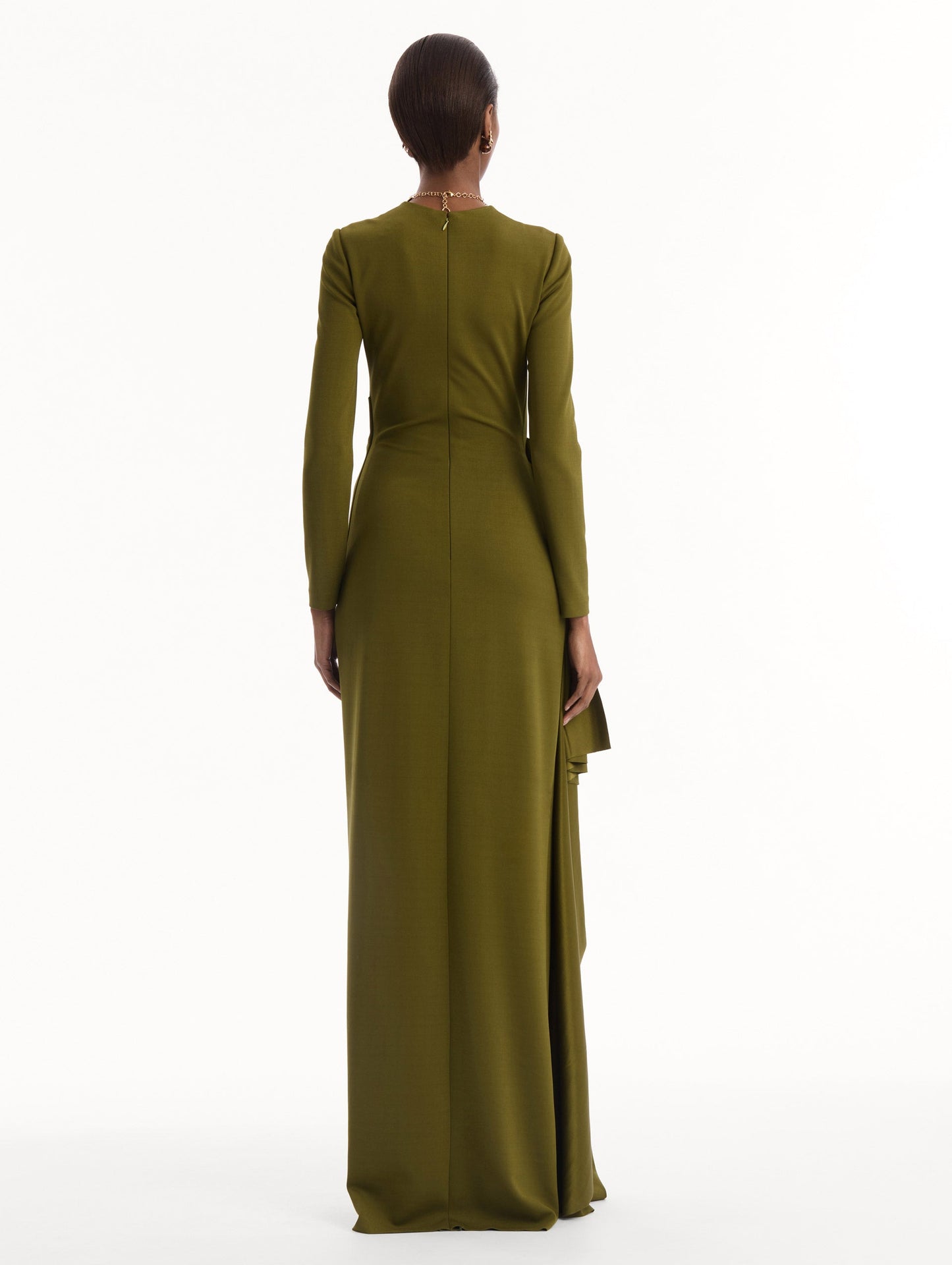 Drape-Detail Jersey Gown Rich olive / Oscar de la Renta