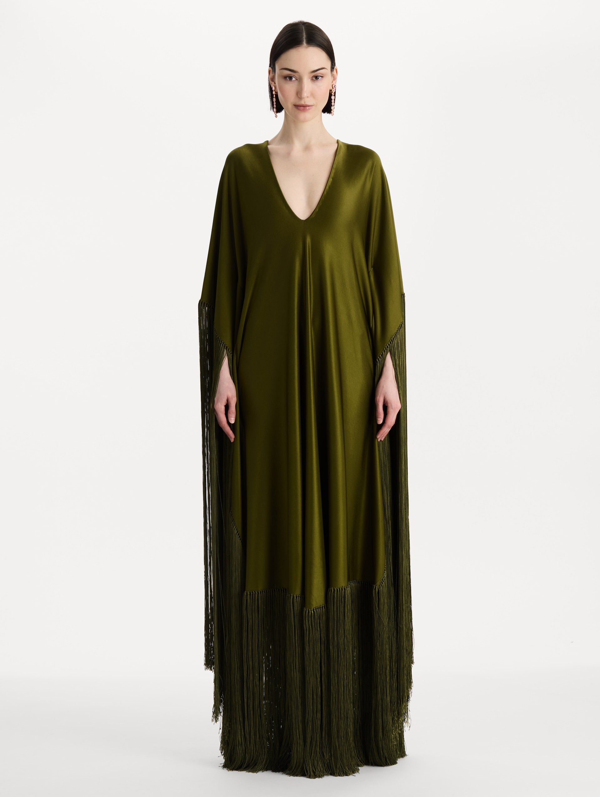 Fringe Jersey Caftan Rich olive / Oscar de la Renta