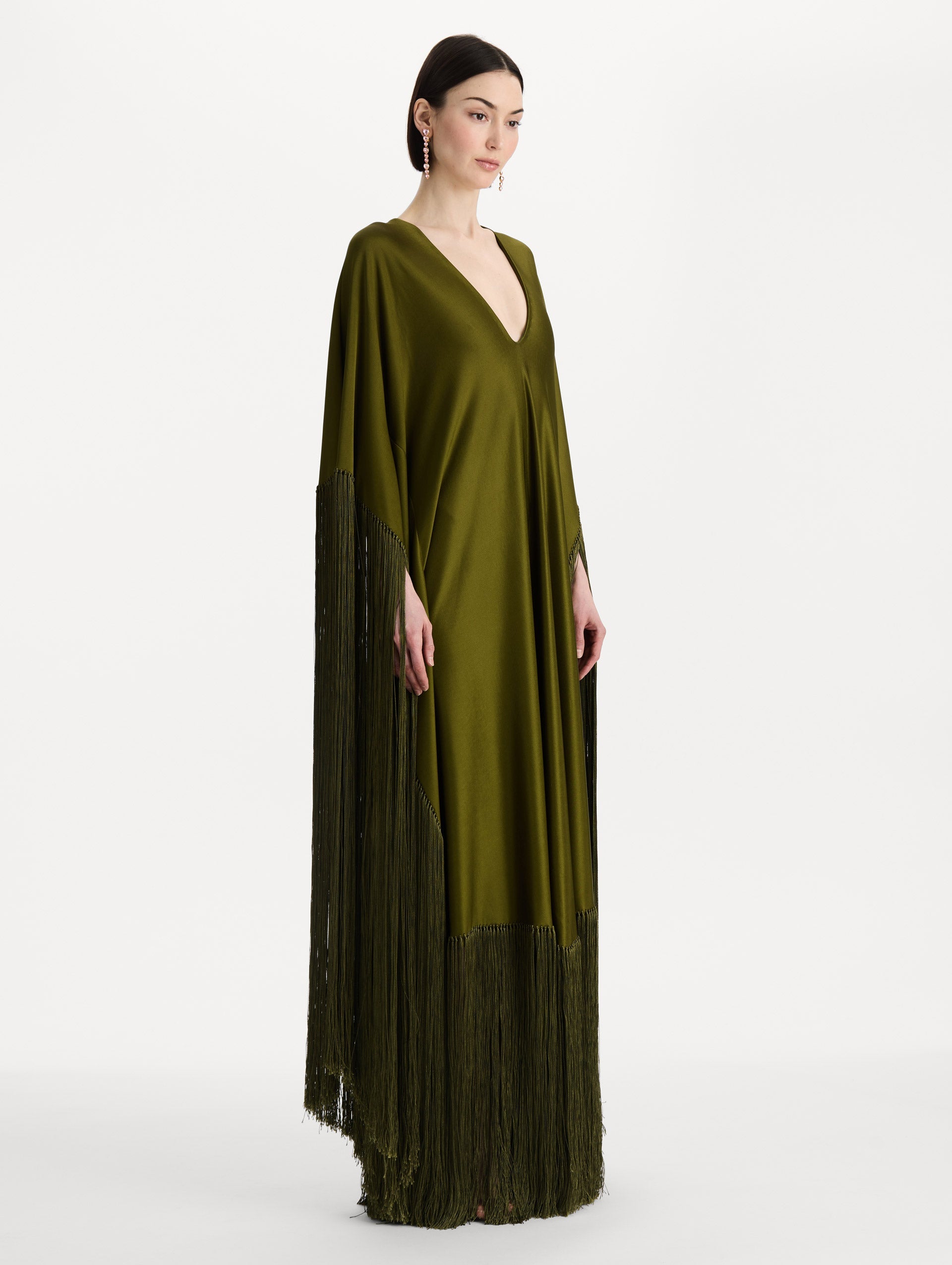 Fringe Jersey Caftan Rich olive / Oscar de la Renta