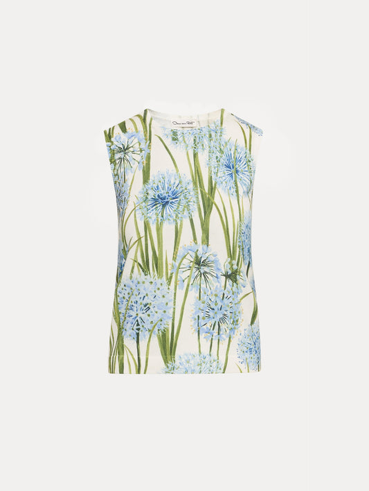 Allium Printed Tank Blue/white / Oscar de la Renta