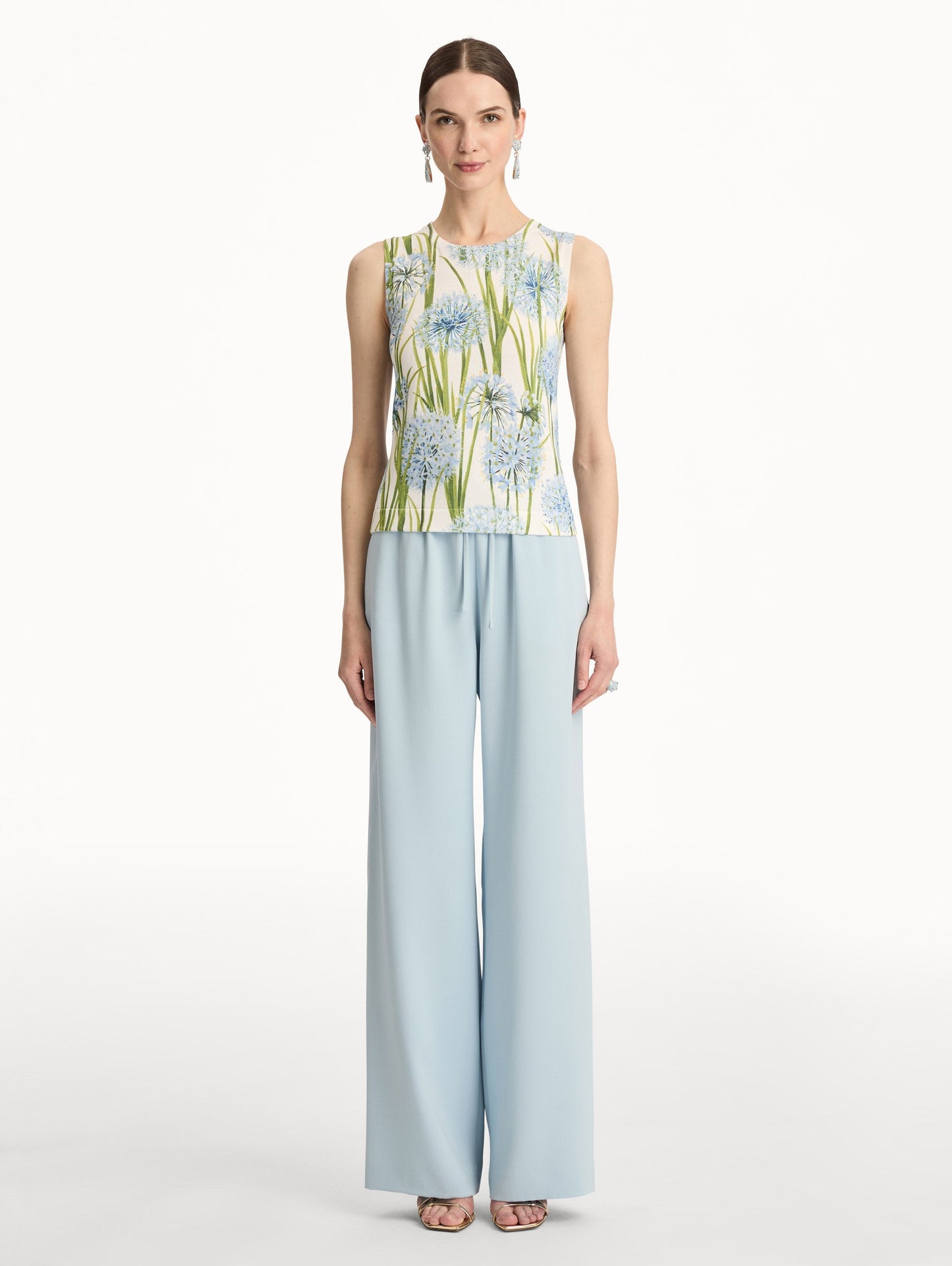 Allium Printed Tank Blue/white / Oscar de la Renta