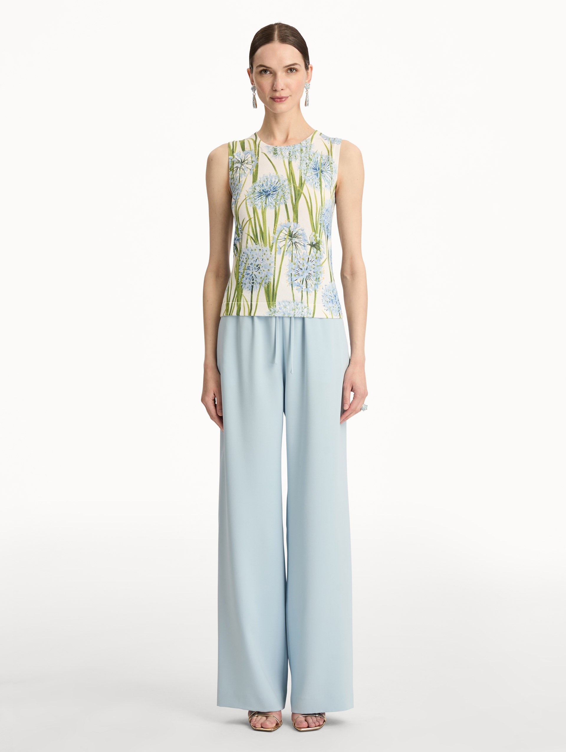 Allium Printed Tank Blue/white / Oscar de la Renta
