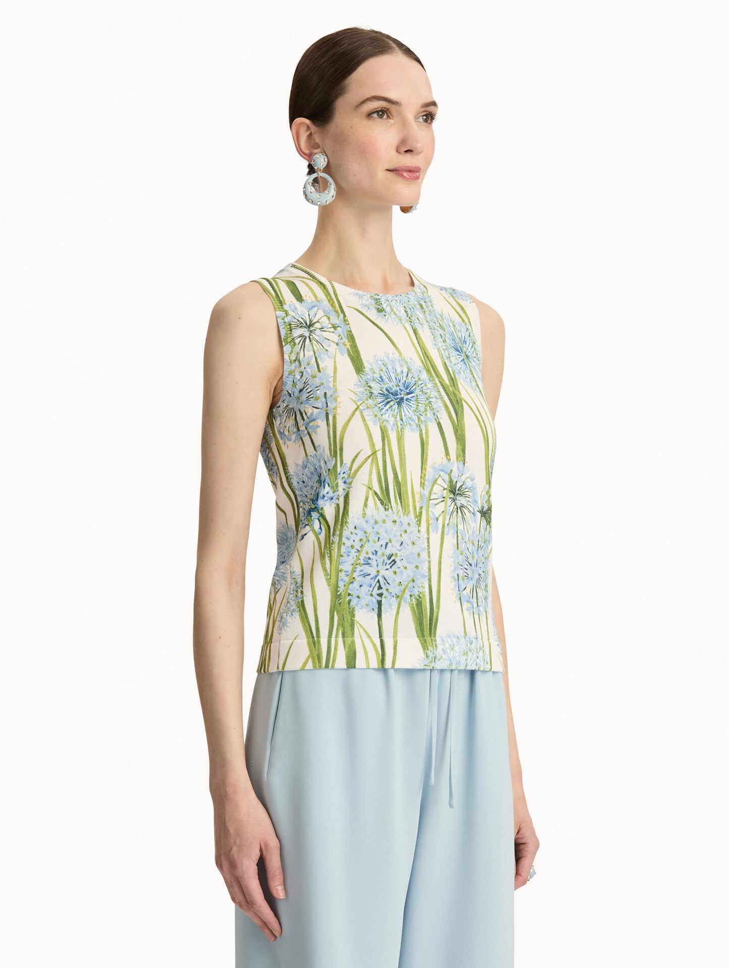 Allium Printed Tank Blue/white / Oscar de la Renta