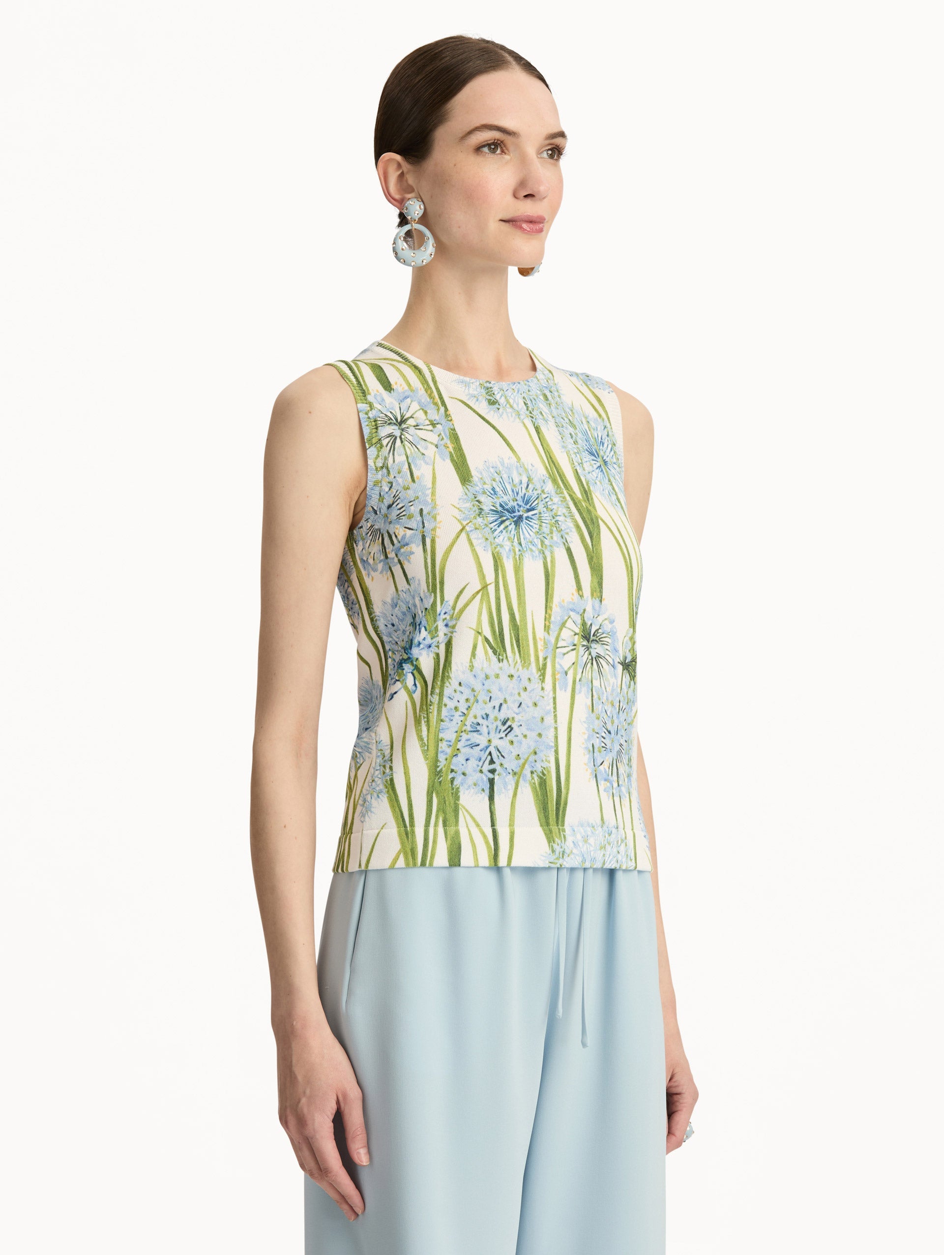 Allium Printed Tank Blue/white / Oscar de la Renta