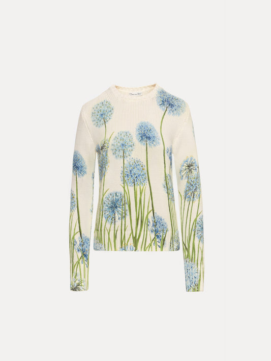 Allium Printed Pullover Blue/white / Oscar de la Renta