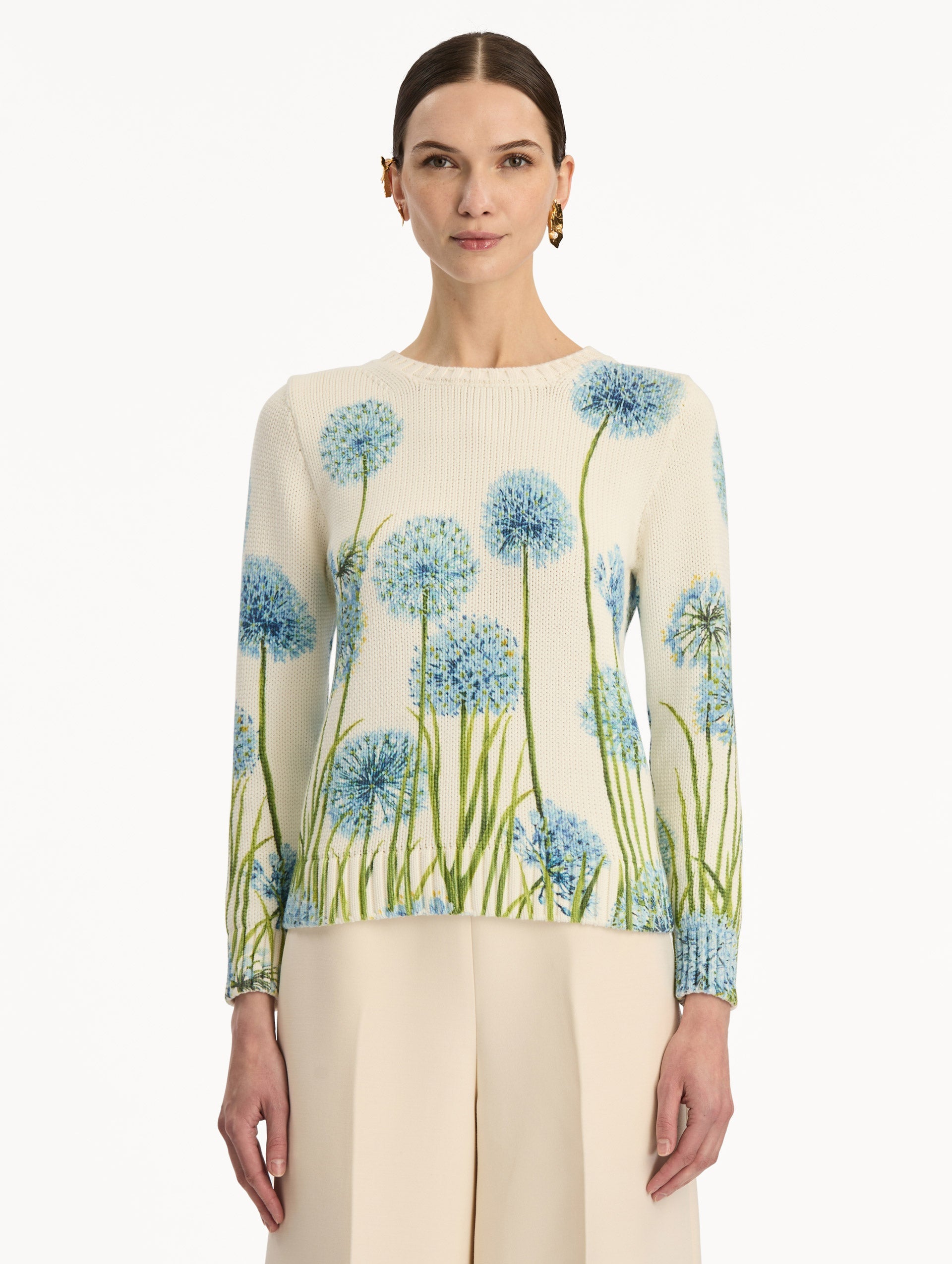 Allium Printed Pullover Blue/white / Oscar de la Renta
