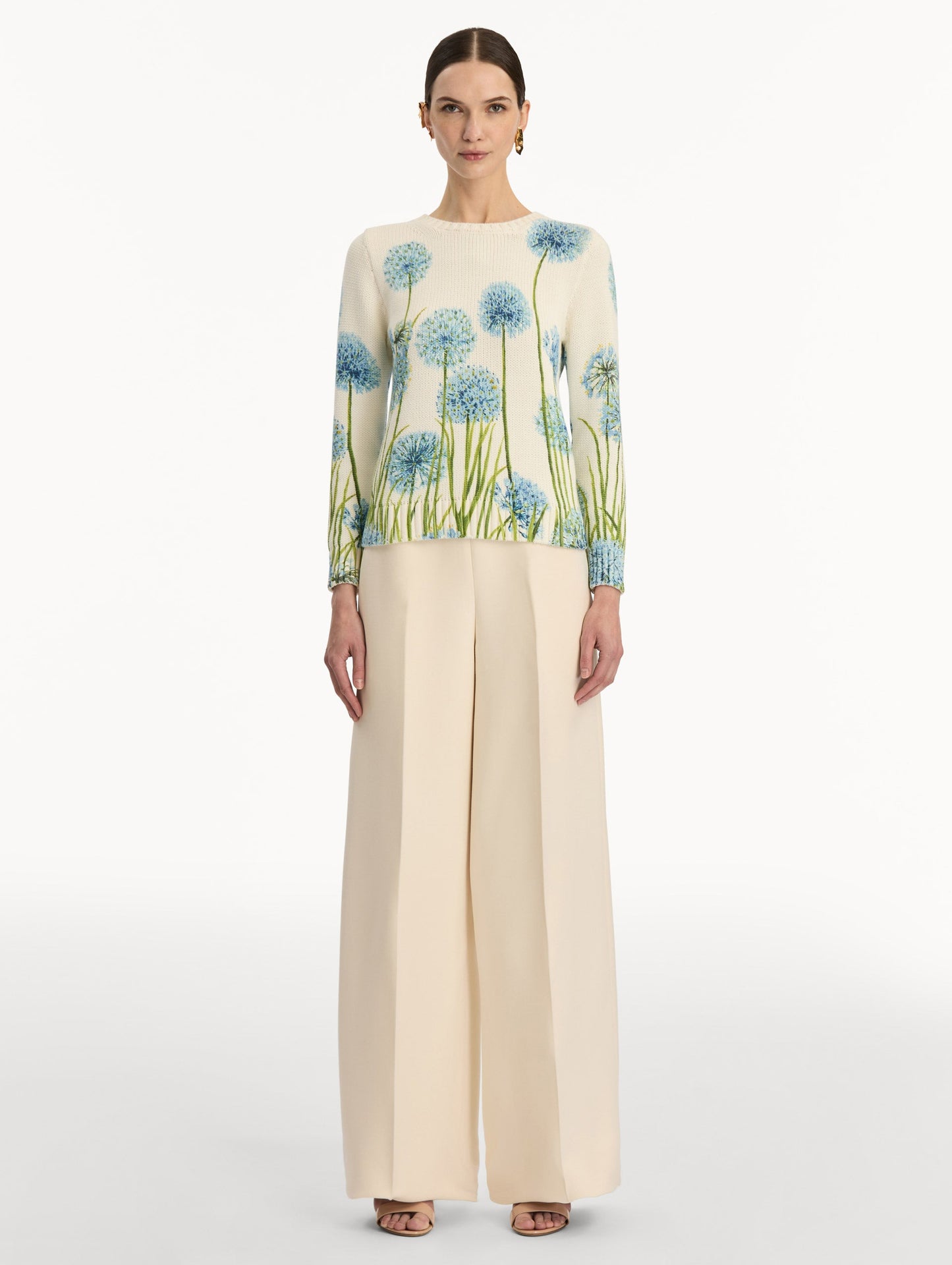 Allium Printed Pullover Blue/white / Oscar de la Renta