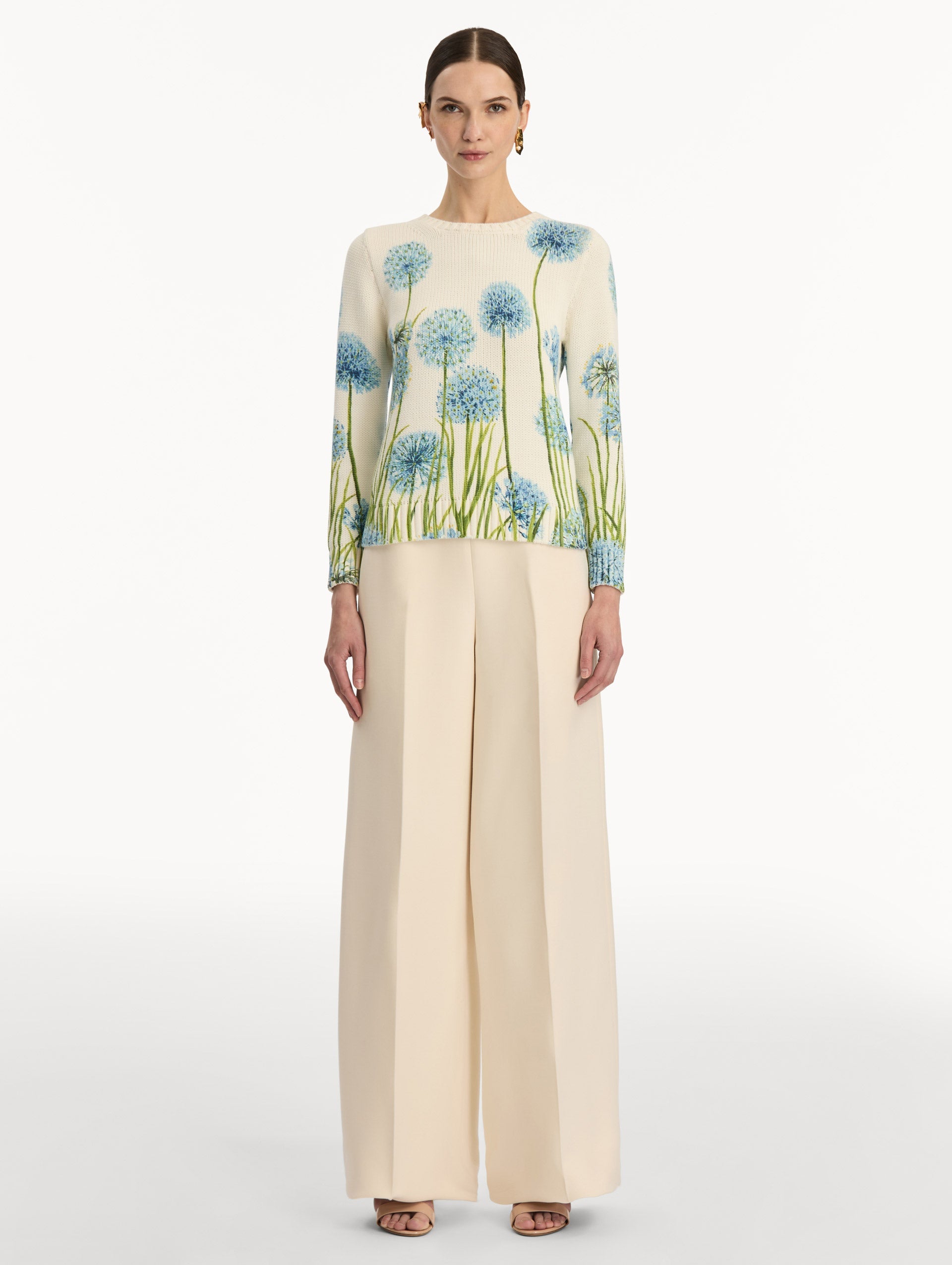 Allium Printed Pullover Blue/white / Oscar de la Renta