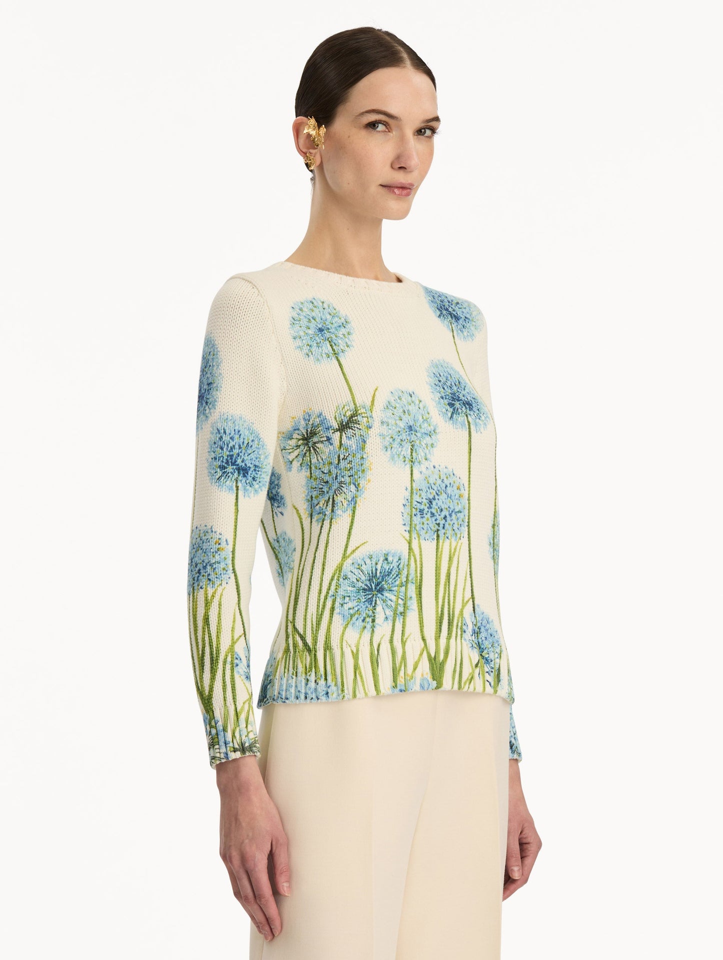 Allium Printed Pullover Blue/white / Oscar de la Renta