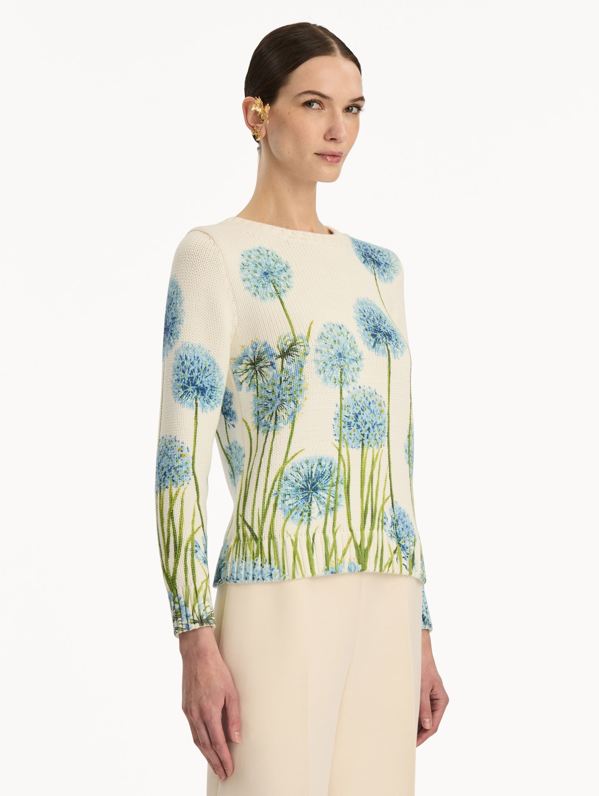Allium Printed Pullover Blue/white / Oscar de la Renta