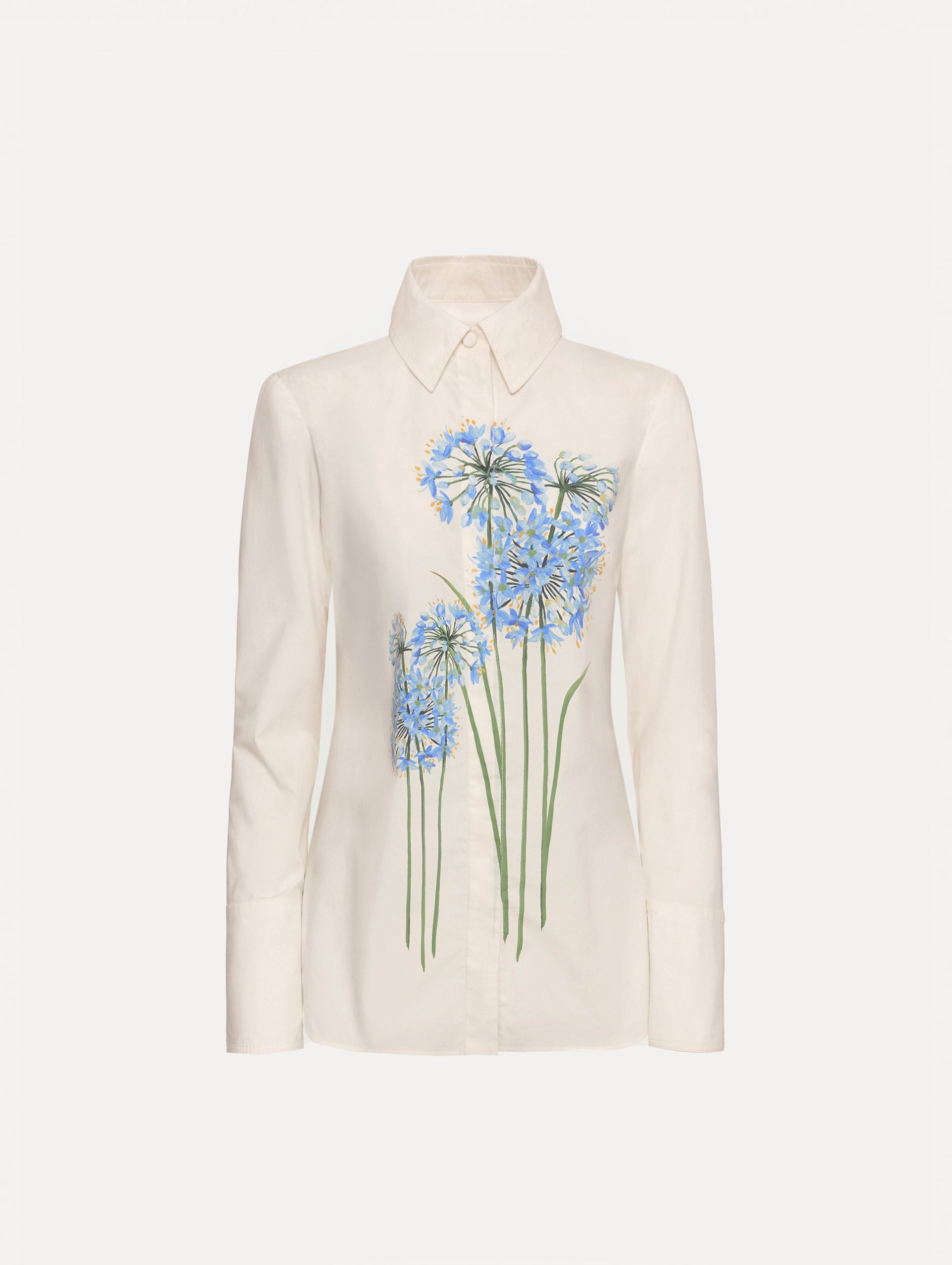 Allium Cotton Poplin Blouse Blue/white / Oscar de la Renta