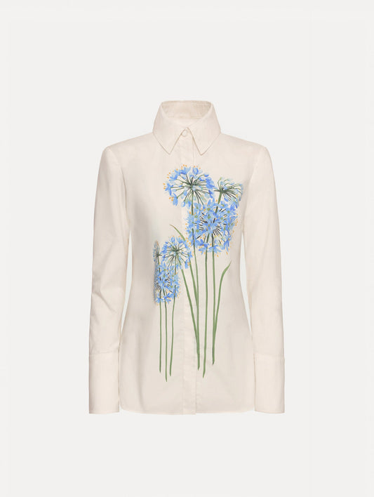 Allium Cotton Poplin Blouse Blue/white / Oscar de la Renta