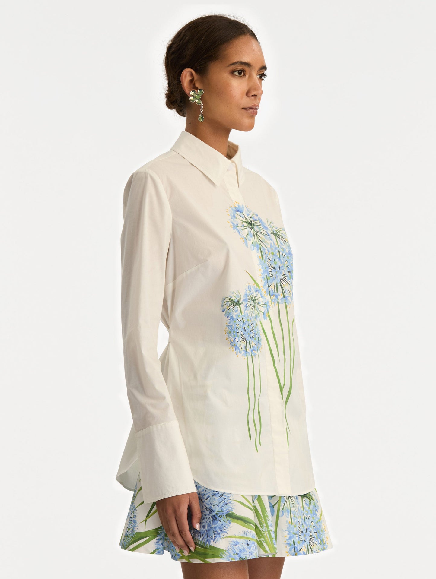 Allium Cotton Poplin Blouse Blue/white / Oscar de la Renta