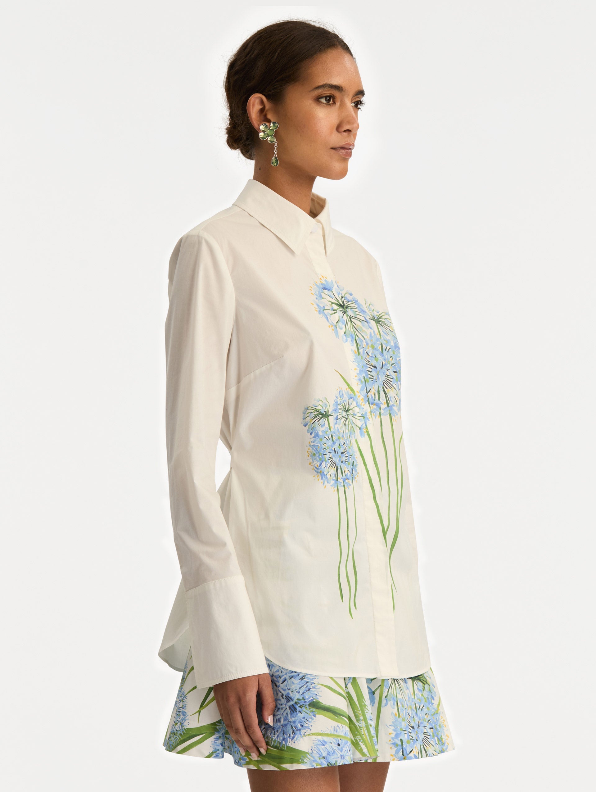 Allium Cotton Poplin Blouse Blue/white / Oscar de la Renta
