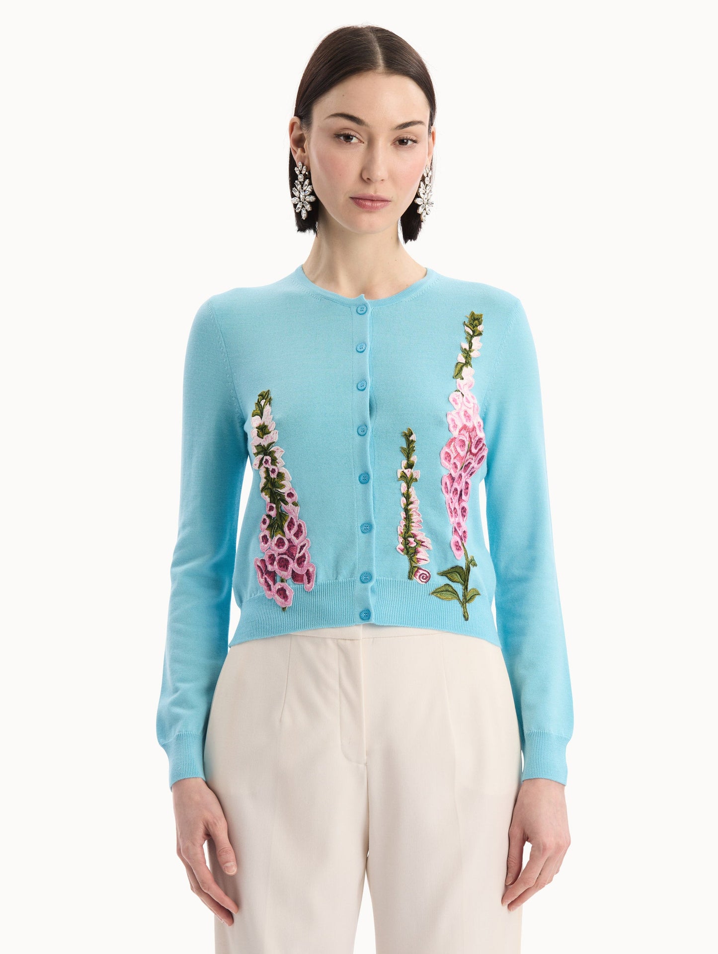 Foxglove Threadwork Cardigan Lilac/sky / Oscar de la Renta