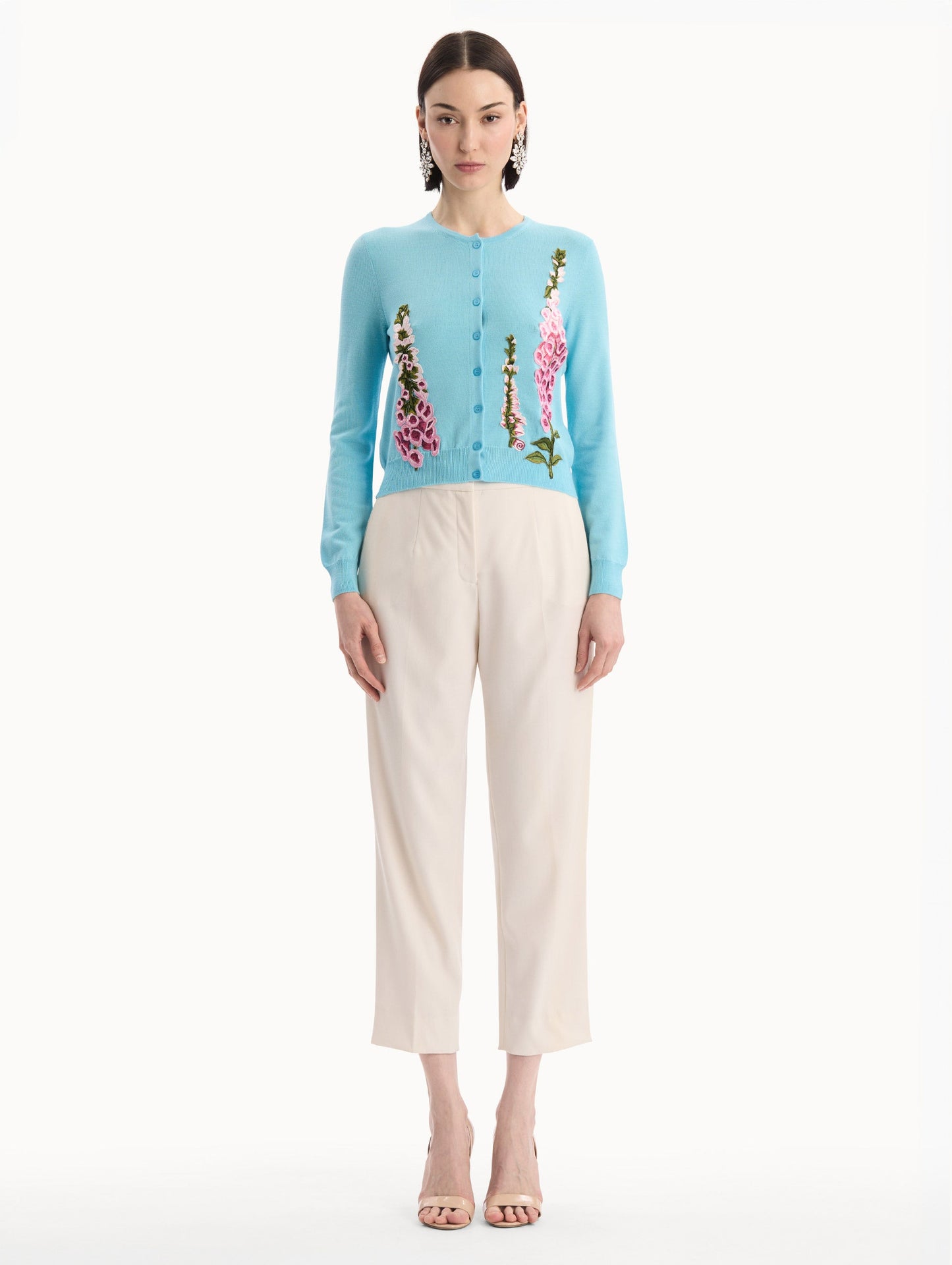 Foxglove Threadwork Cardigan Lilac/sky / Oscar de la Renta