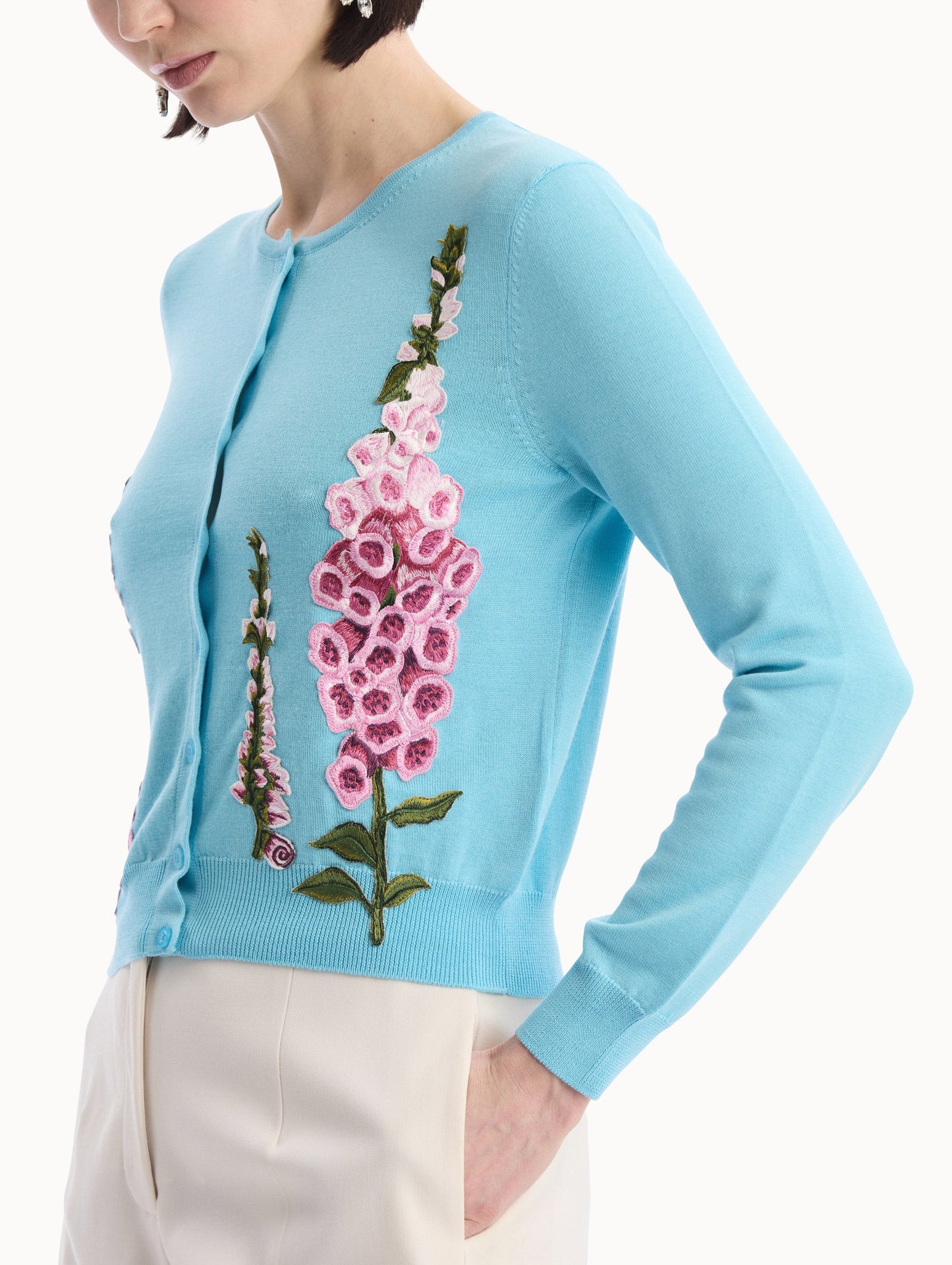 Foxglove Threadwork Cardigan Lilac/sky / Oscar de la Renta