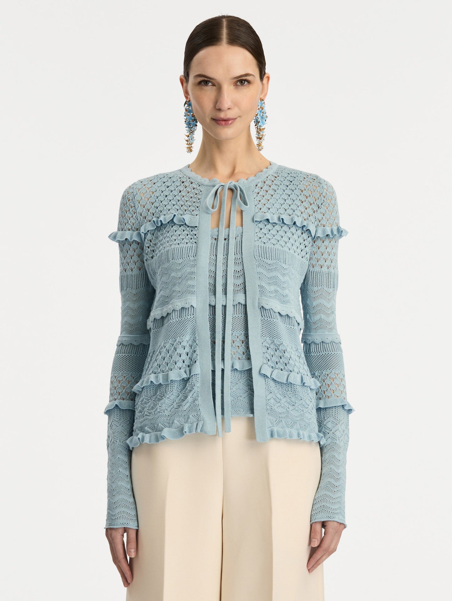 Scallop Trim Cardigan Sky / Oscar de la Renta