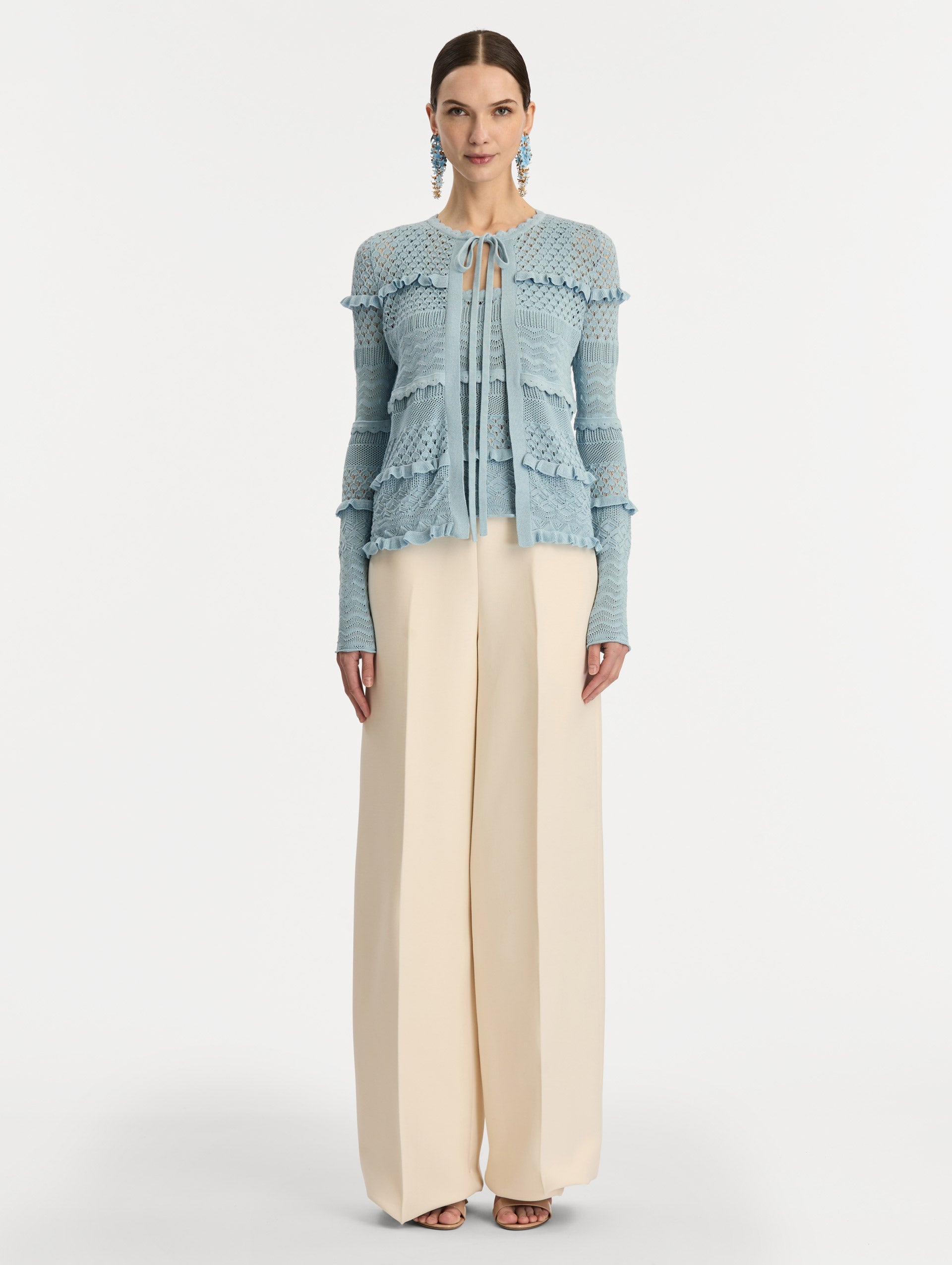 Scallop Trim Cardigan Sky / Oscar de la Renta