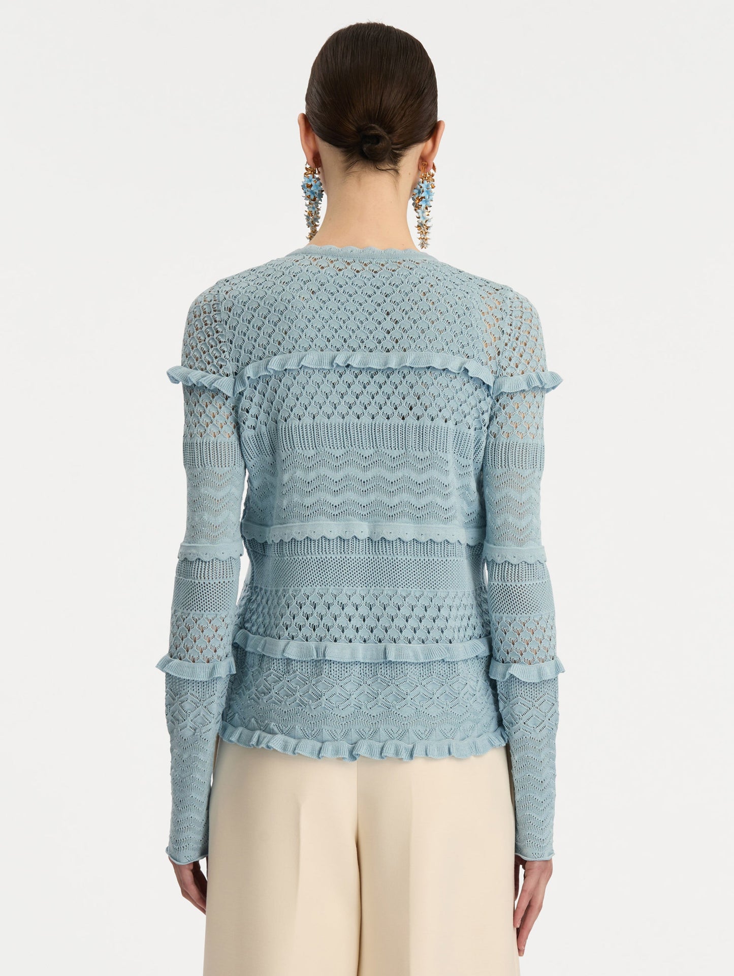 Scallop Trim Cardigan Sky / Oscar de la Renta