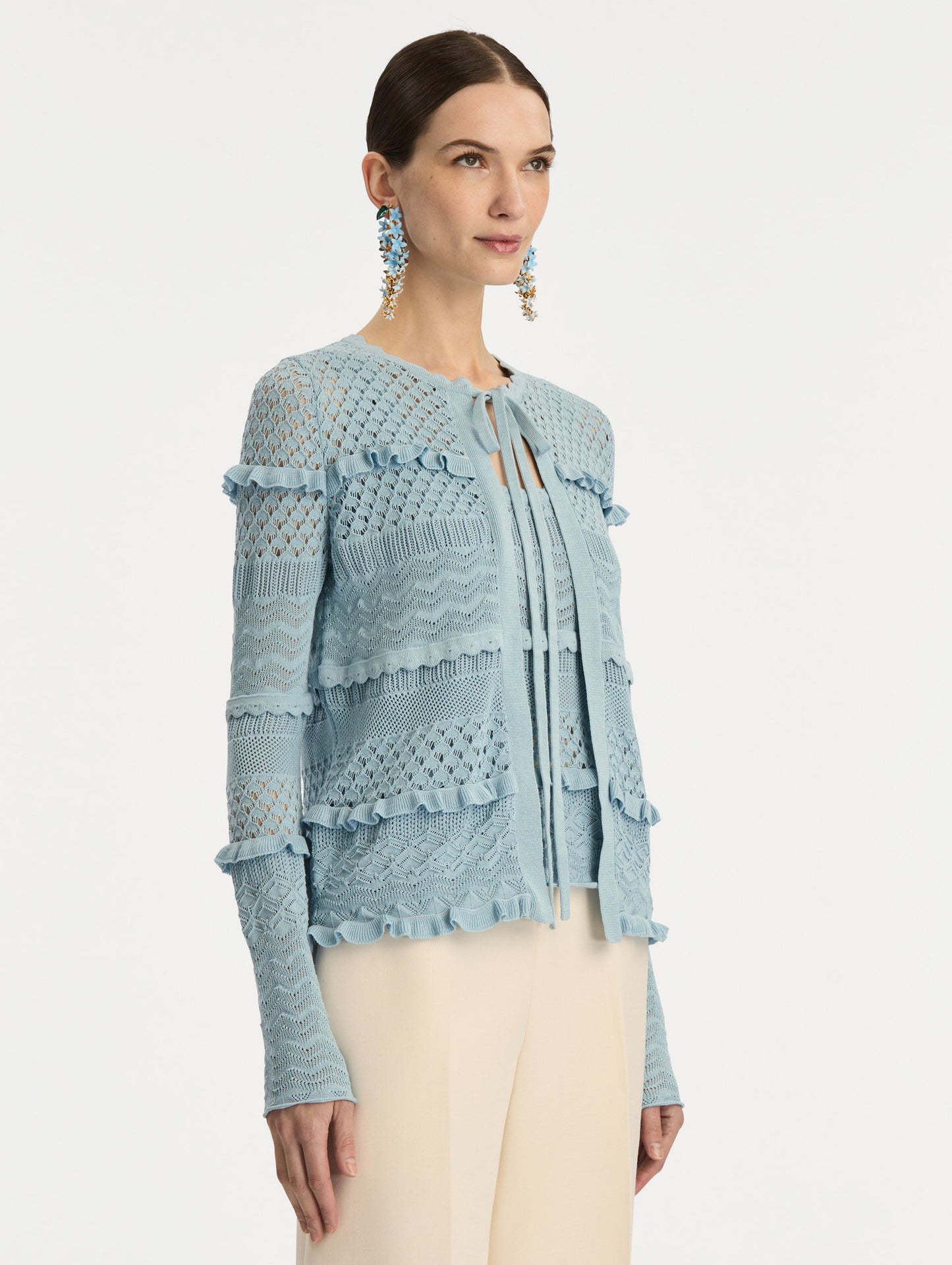 Scallop Trim Cardigan Sky / Oscar de la Renta