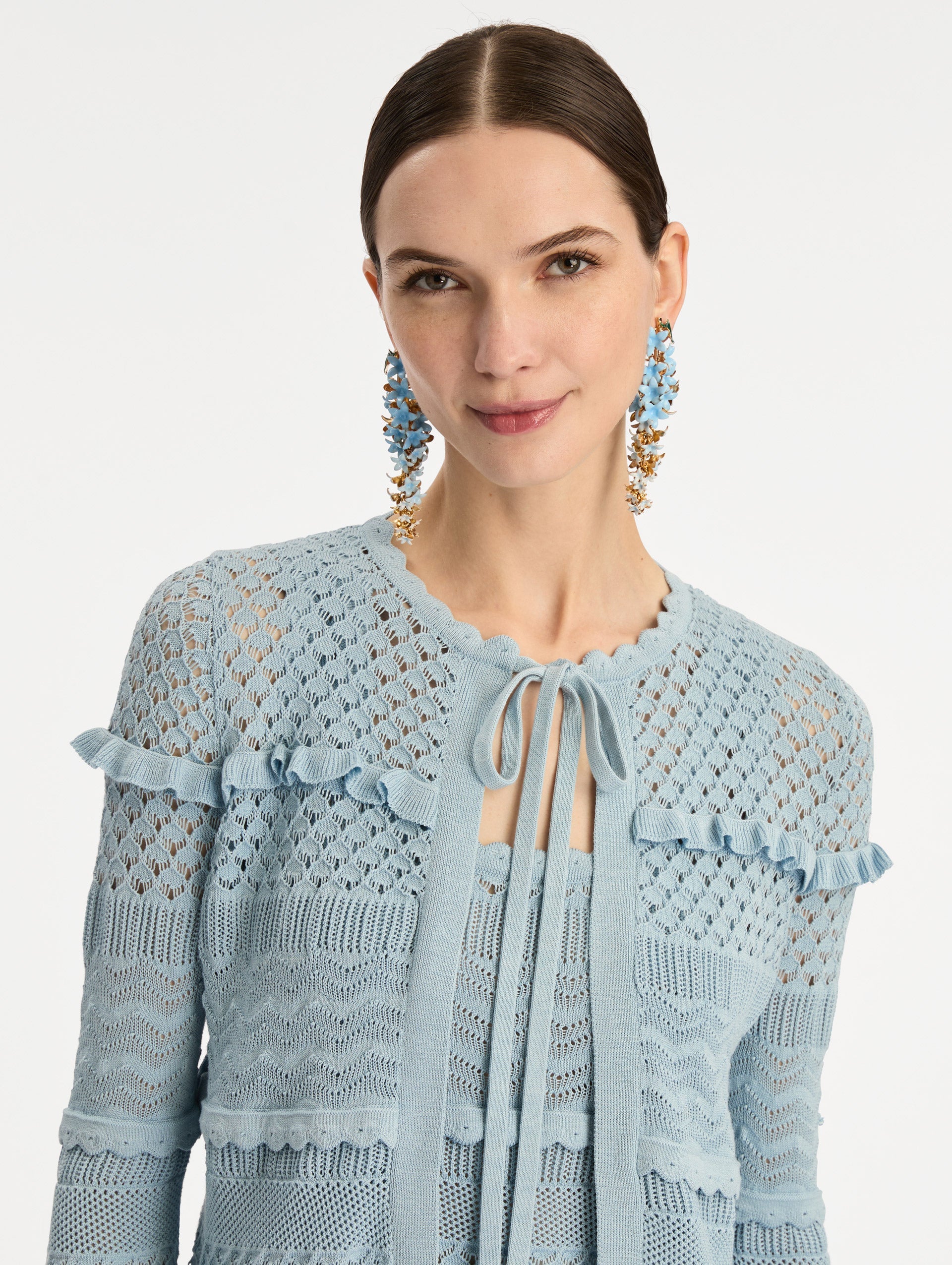 Scallop Trim Cardigan Sky / Oscar de la Renta