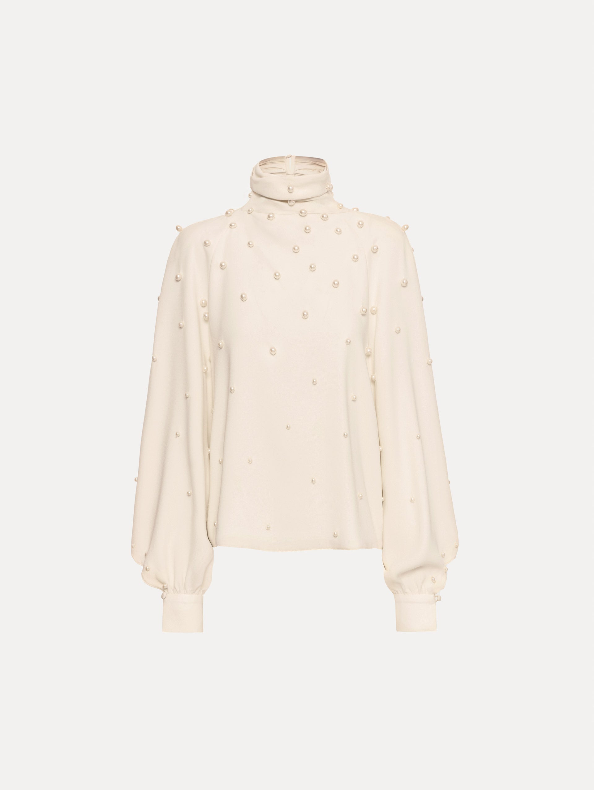 Pearl Cluster Georgette Blouse Ivory / Oscar de la Renta