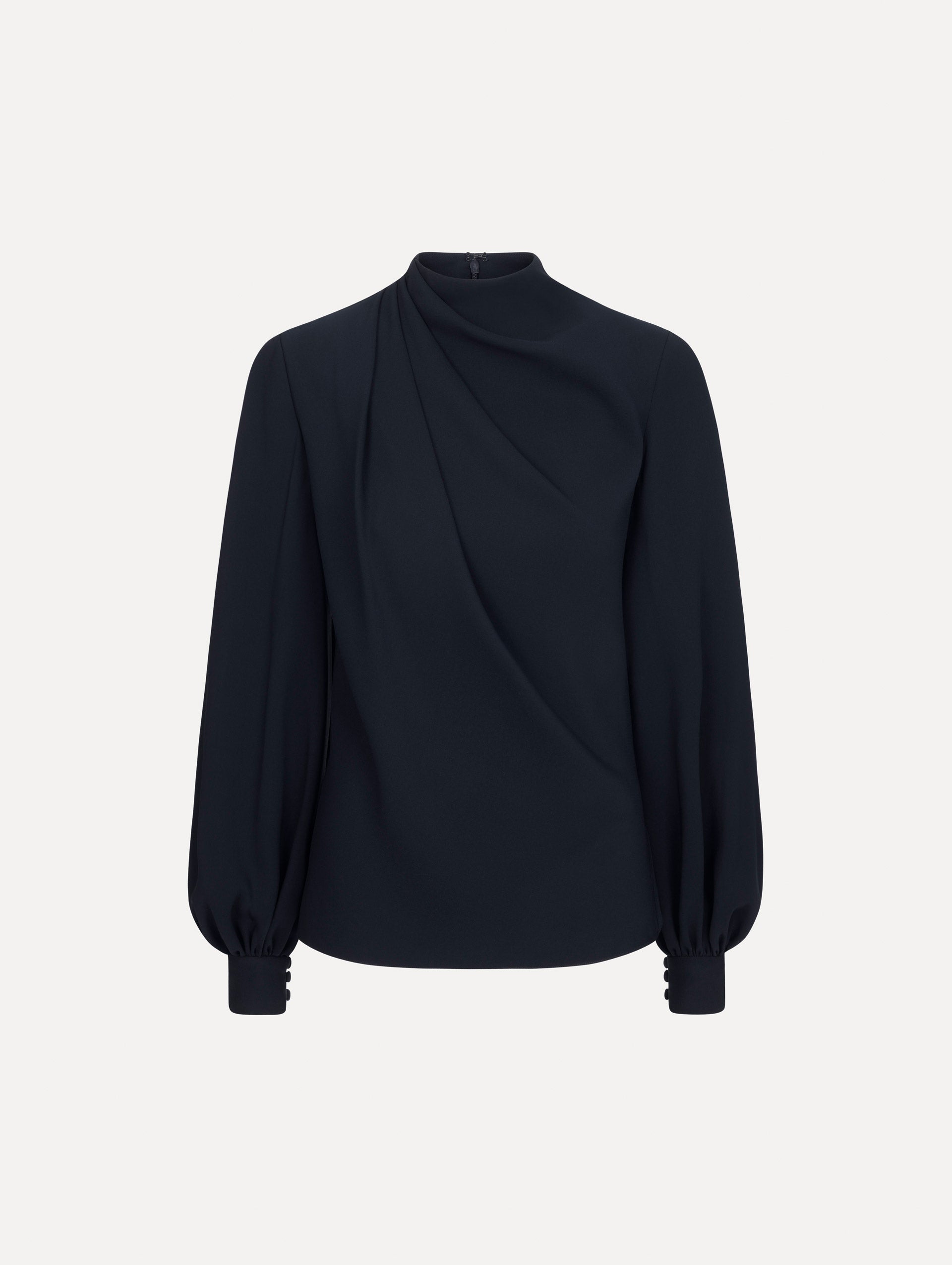 Draped Georgette Blouse Navy / Oscar de la Renta